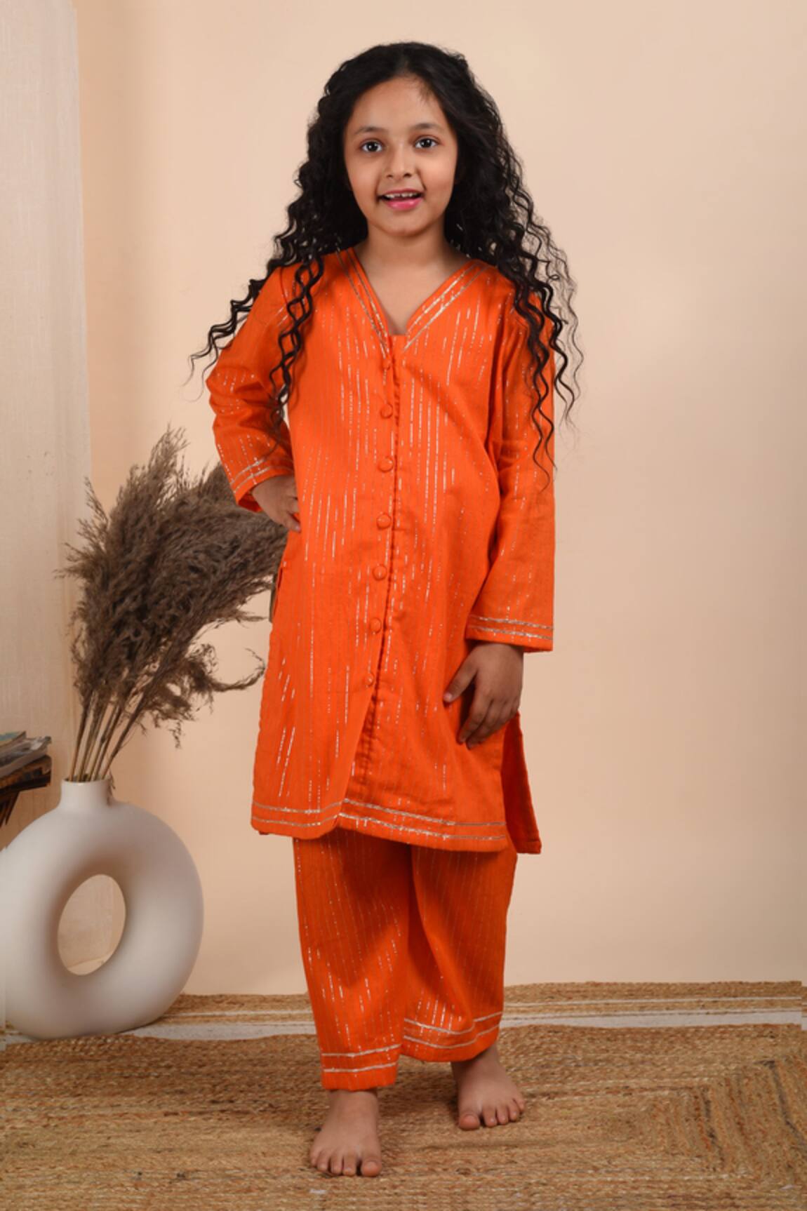 The Cotton Staple Narangi Kurta & Palazzo Set