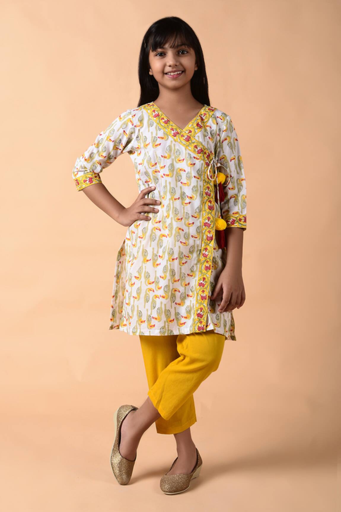 THE COTTON STAPLE Printed Angarkha Kurt & Pant Set