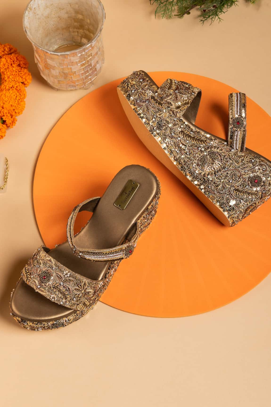Kanyaadhan By DhirajAayushi Floral Embroidered Wedges
