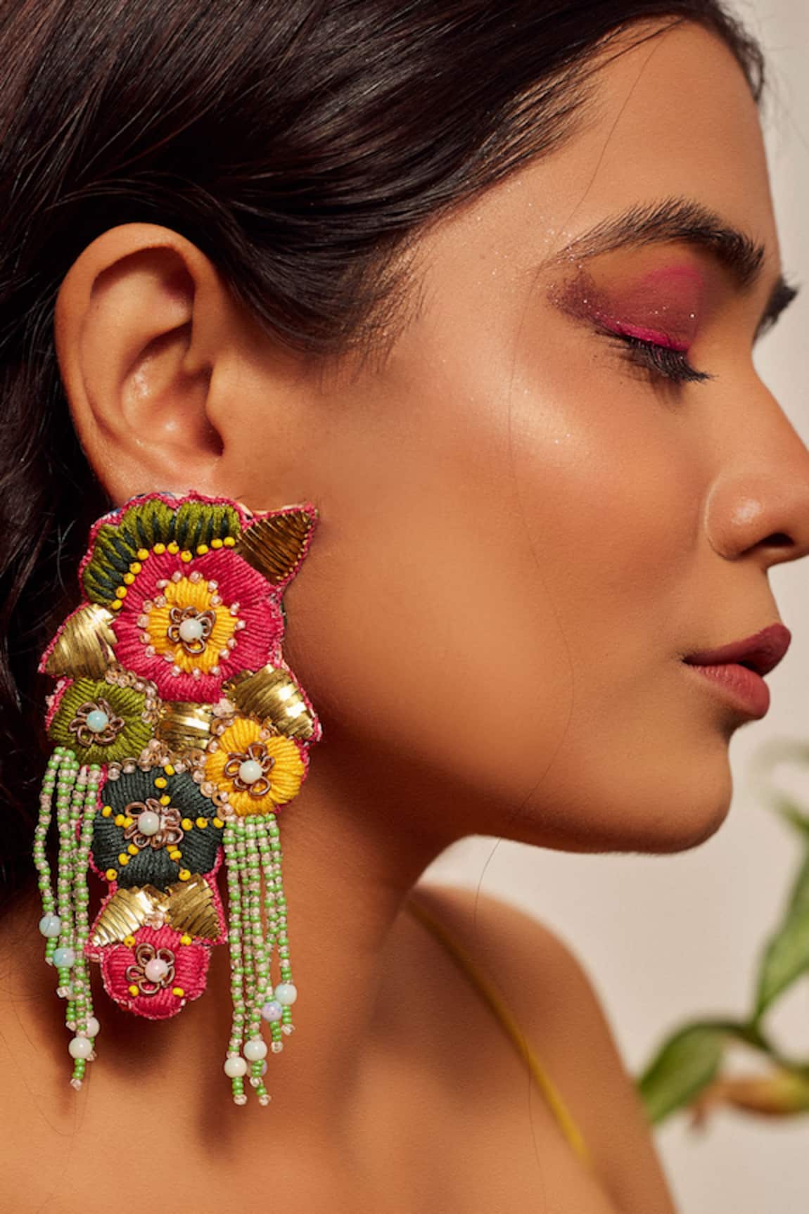 Kanyaadhan By Dhirajaayushi Floral Embroidered Earrings 
