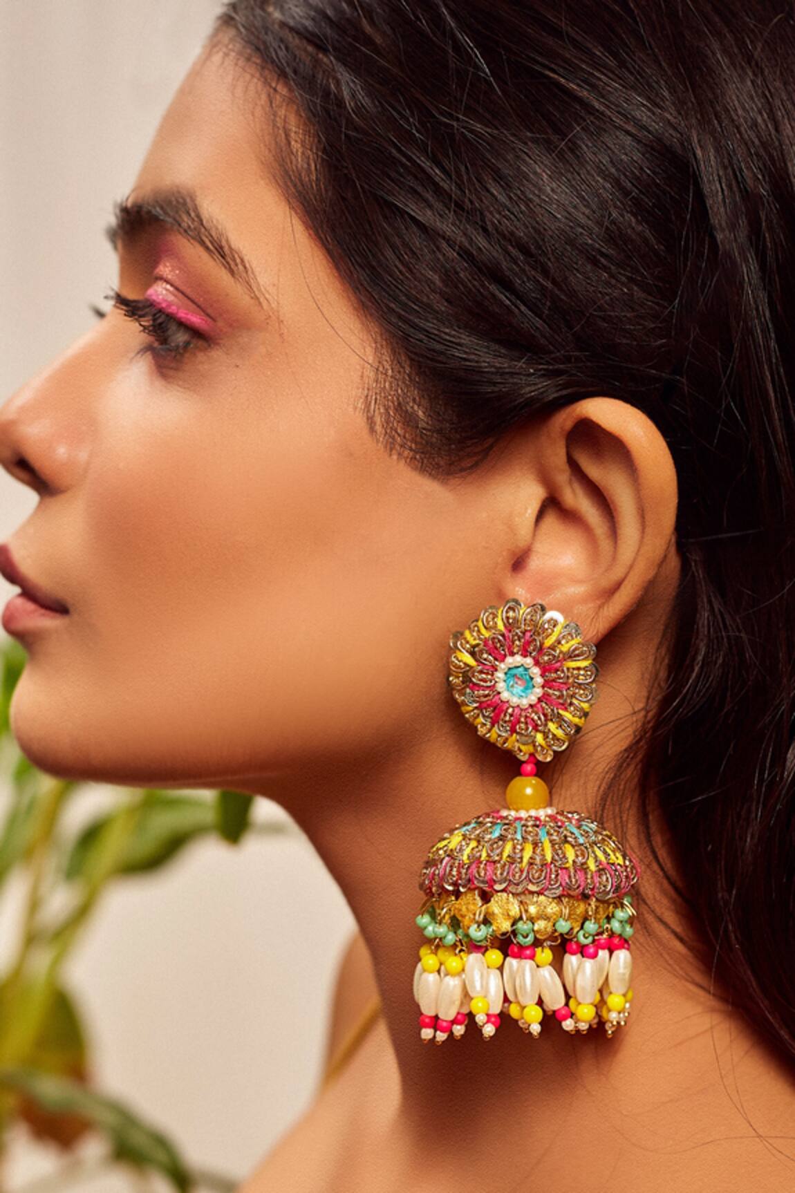 Kanyaadhan By Dhirajaayushi Bead Drop Jhumkis 