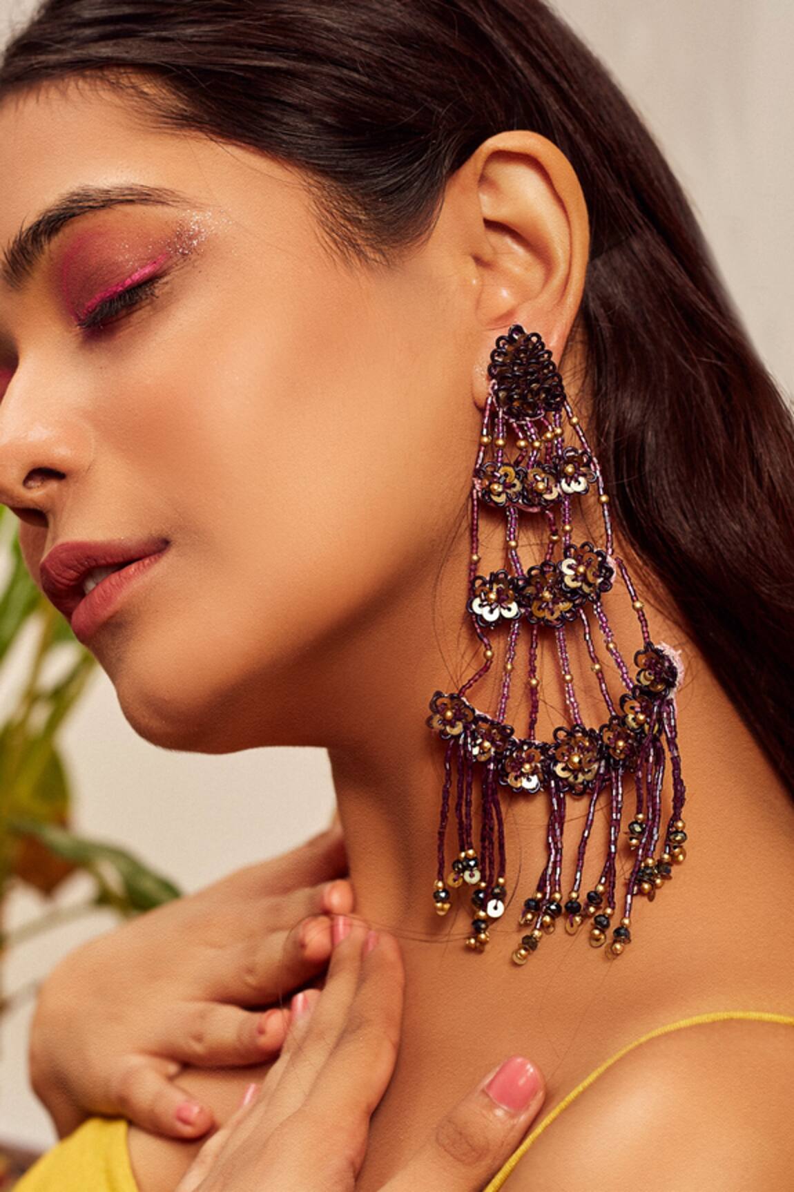 Kanyaadhan by DhirajAayushi Sequin Embroidered Dangler Earrings