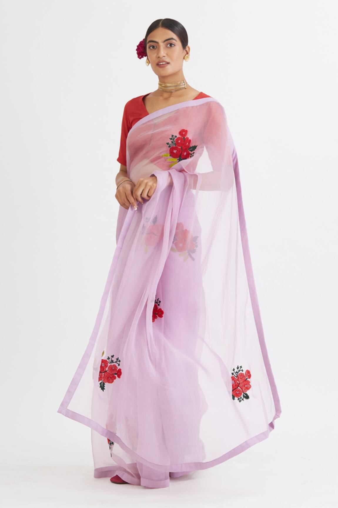 Peeli Dori Embroidered Saree With Blouse