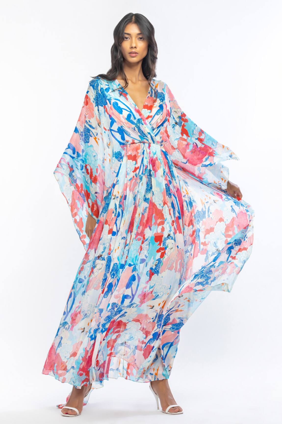 Mandira Wirk Resort Printed Kaftan With Belt