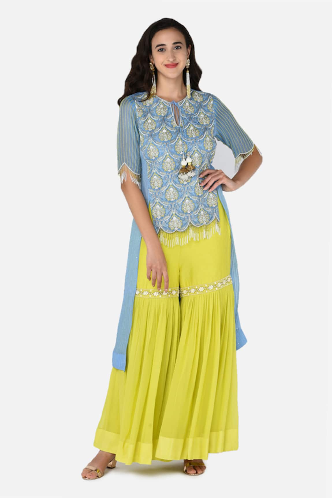 Keith Gomes Embroidered Tunic Palazzo Set 