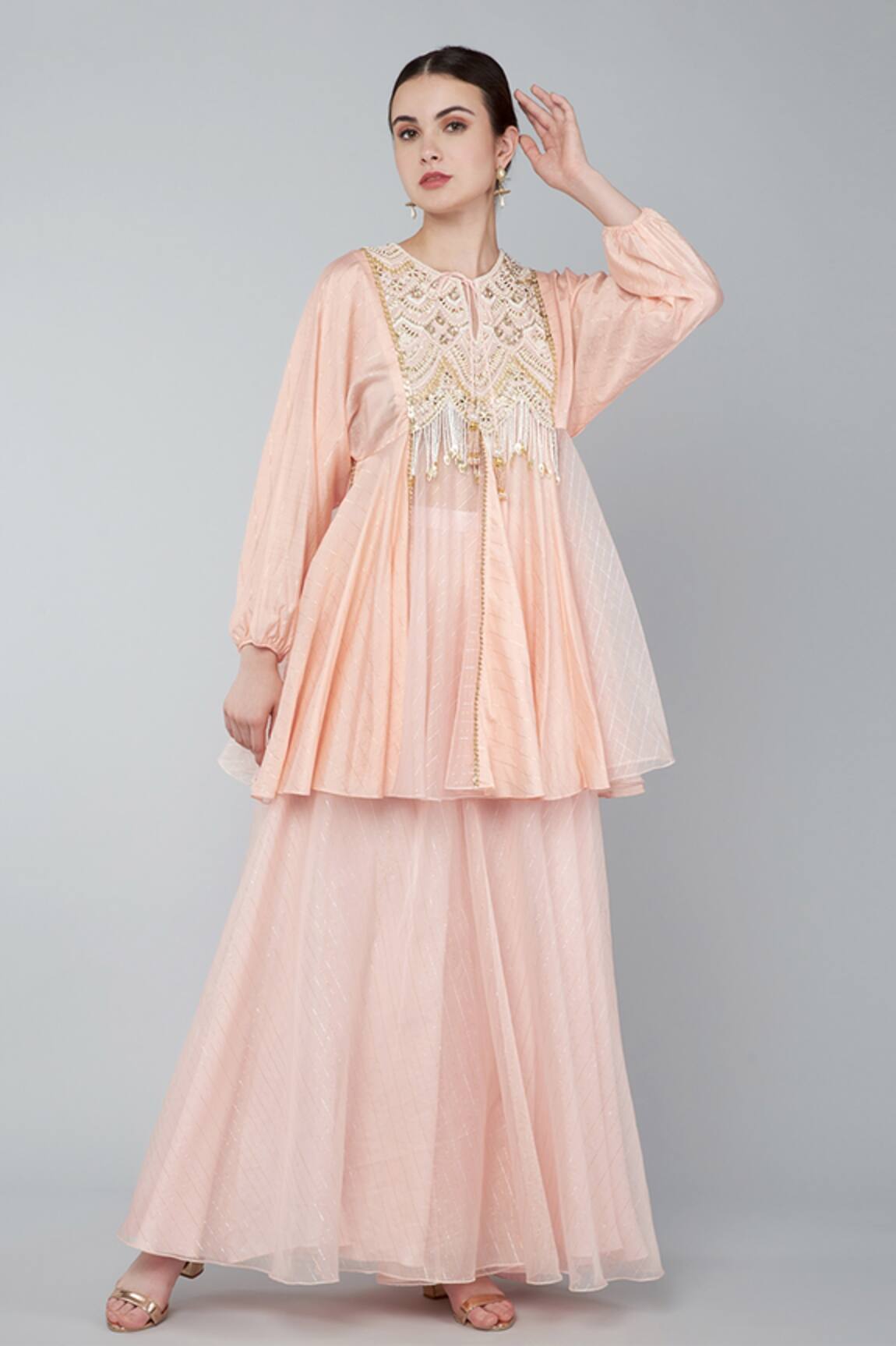 Keith Gomes Embroidered Tunic Palazzo Set 
