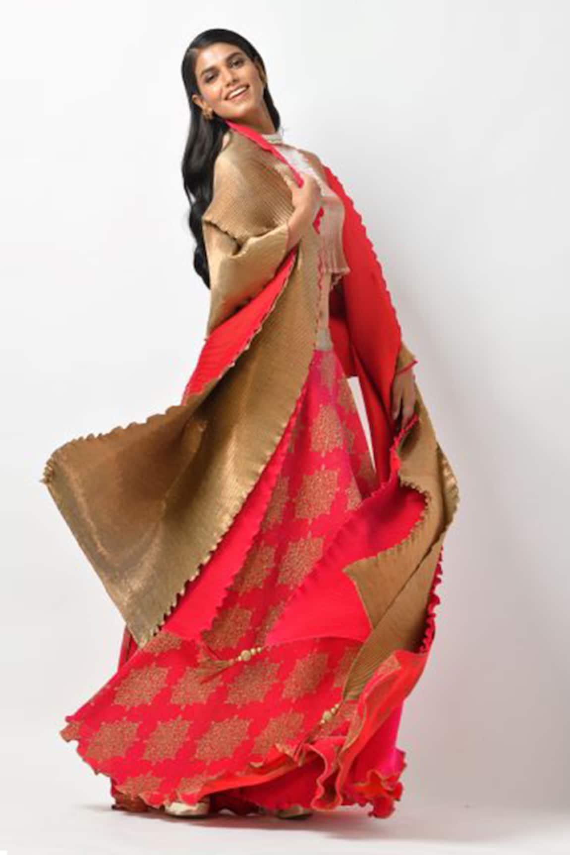 Kiran Uttam Ghosh Pleated Lehenga Set 