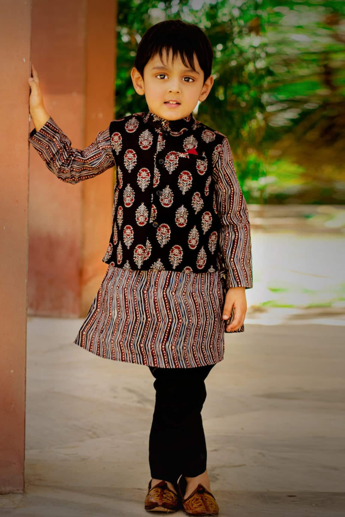 Laadlo Bagru Print Bundi & Kurta Set