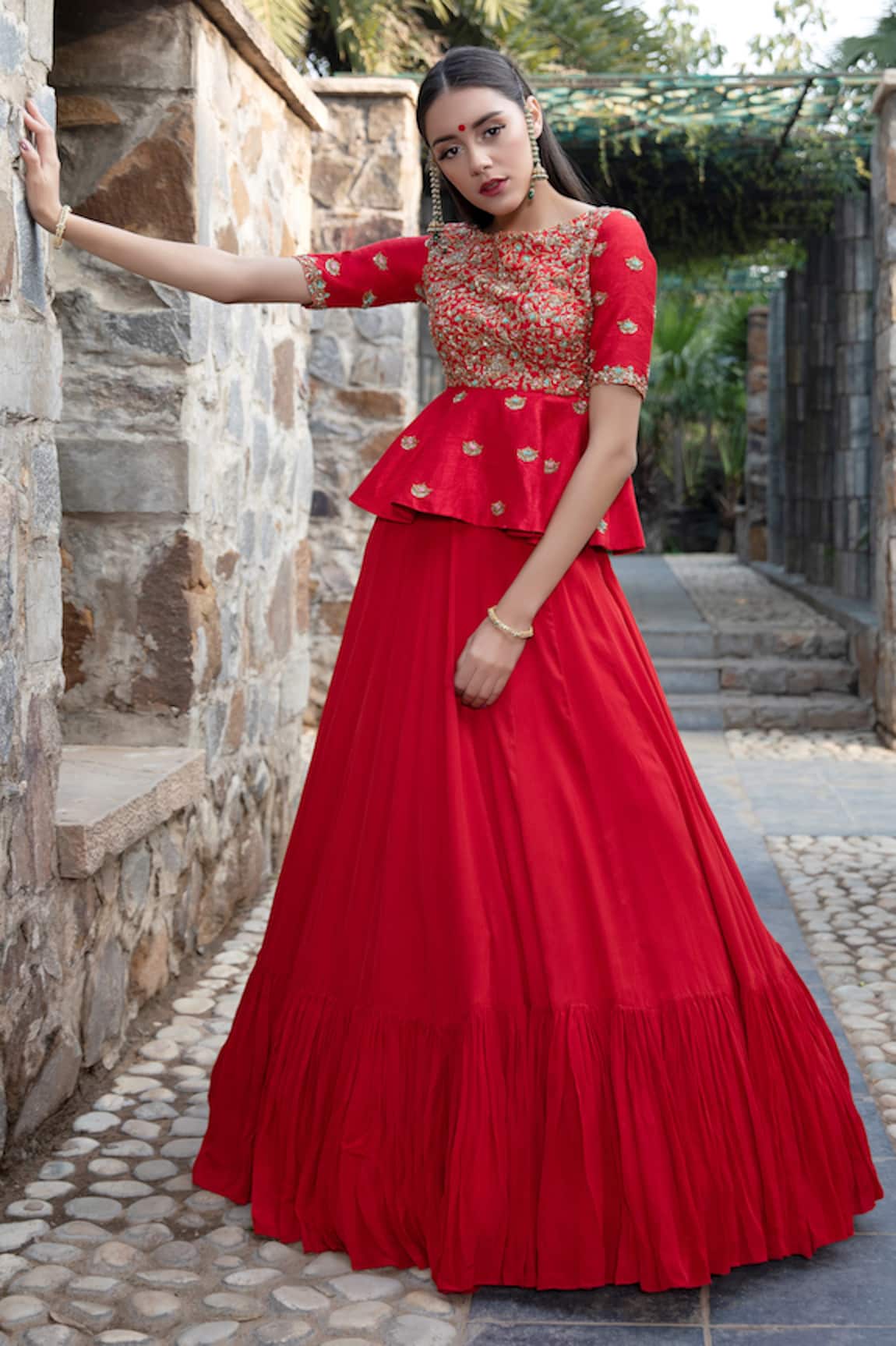 Keerthi Kadire Chanderi Peplum Lehenga Set