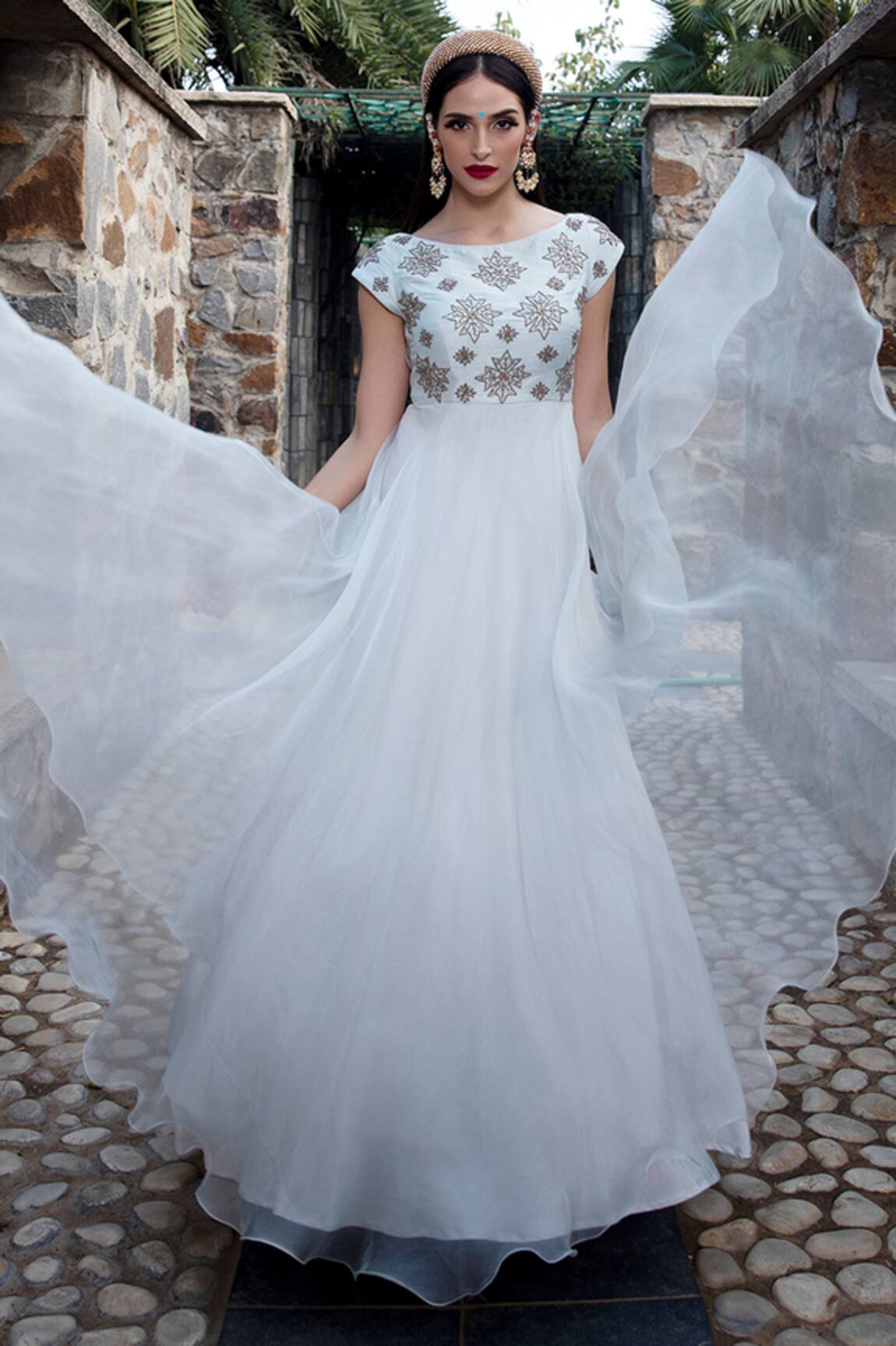 Keerthi Kadire Embroidered Organza Gown