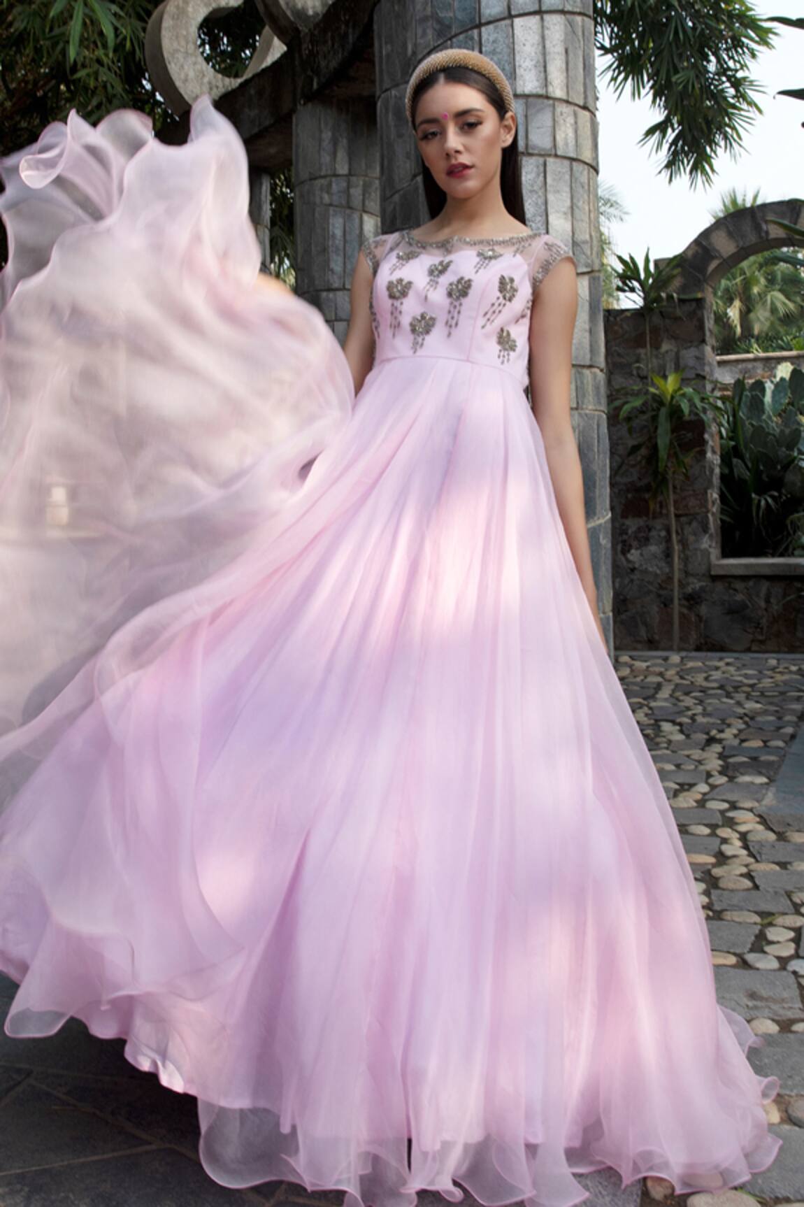 Keerthi Kadire Embroidered Organza Gown