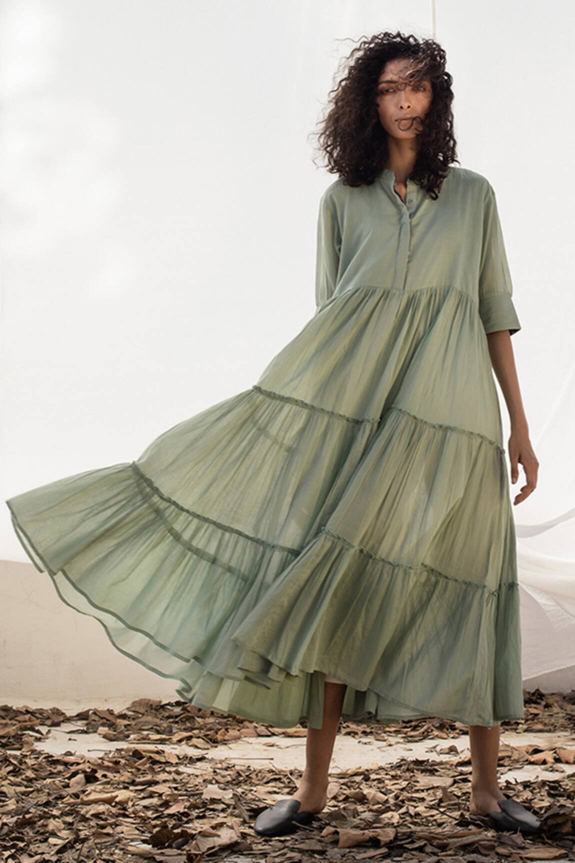 Kharakapas Tiered Midi Dress