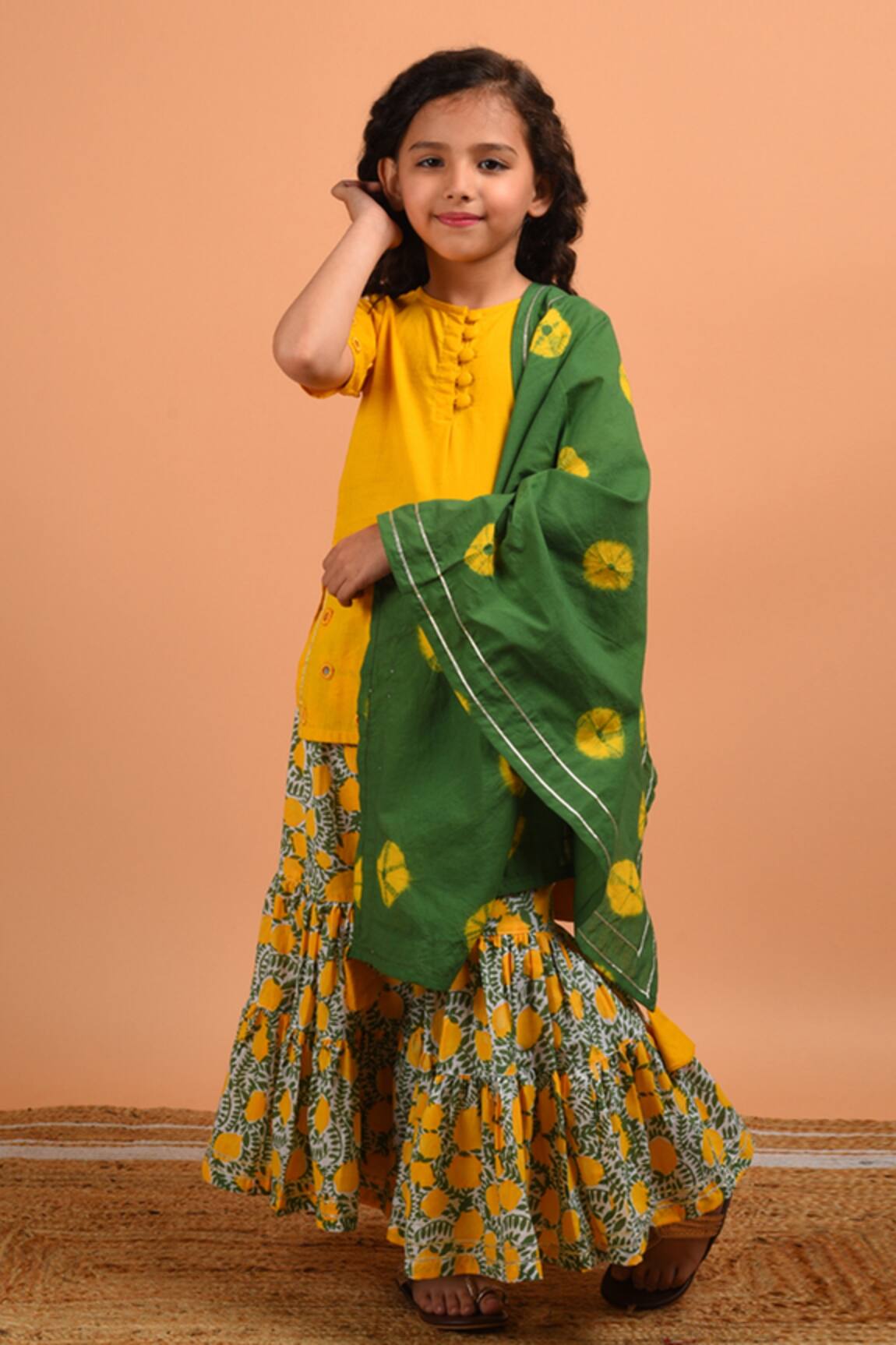 Kalp Mirror Embroidered Kurta Sharara Set