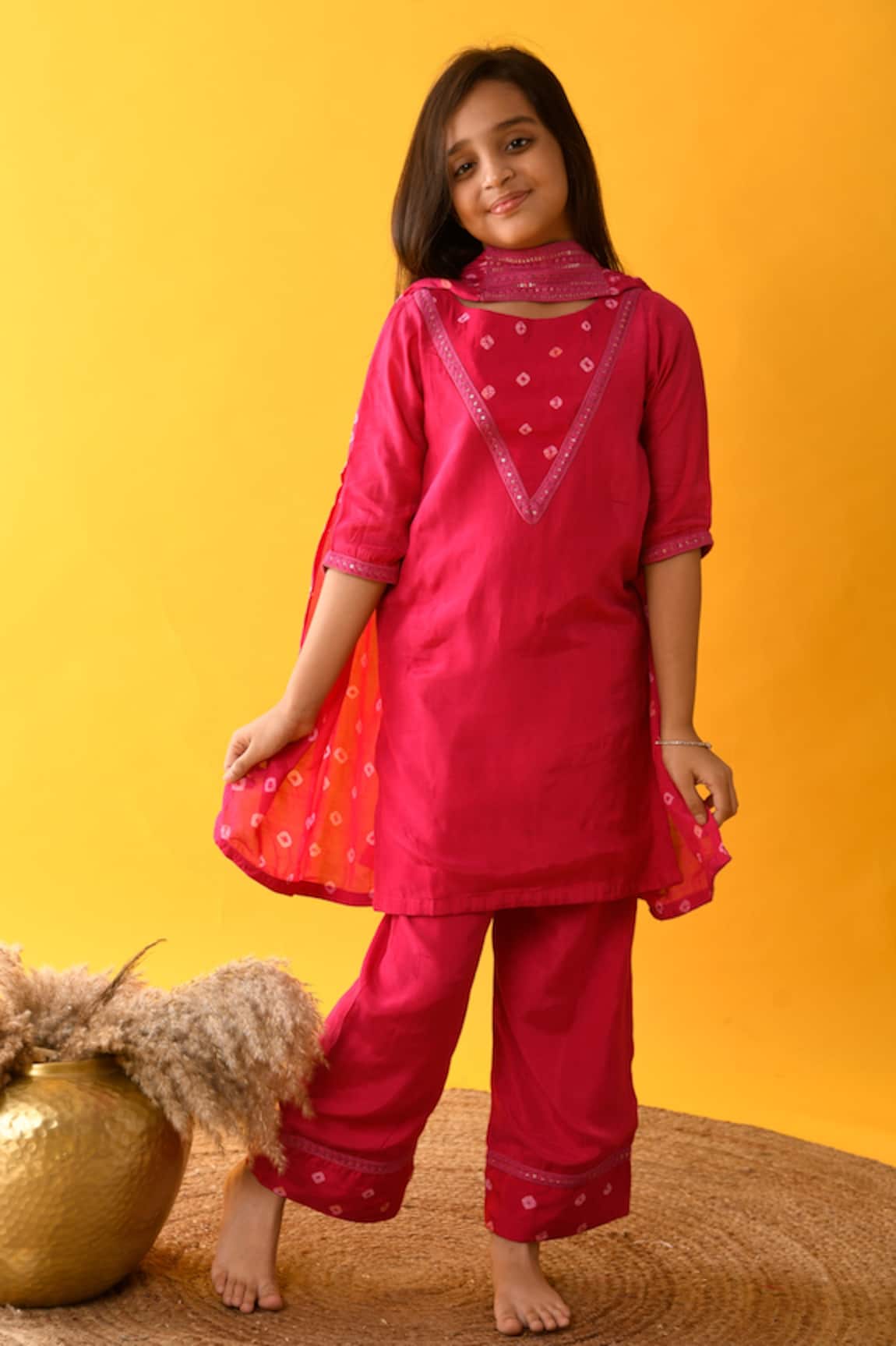 Kalp Bandhani Kurta Palazzo Set