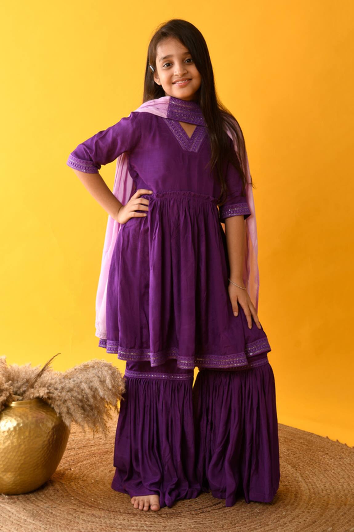 Kalp Woven Kurta Sharara Set 