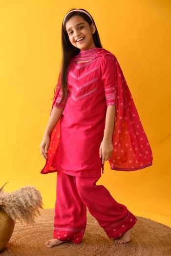Kalp Woven Lace Bandhani Kurta Set 