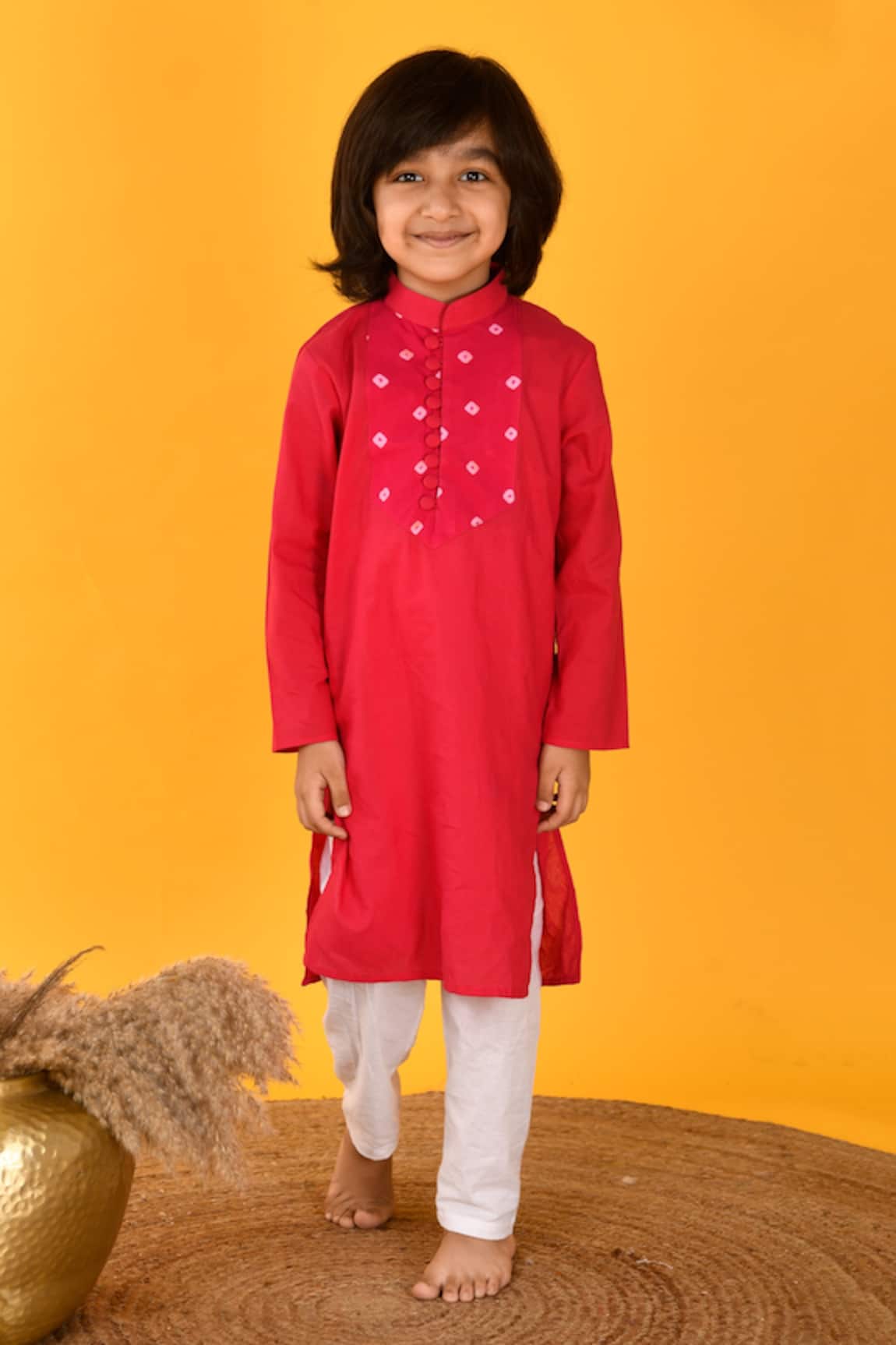 Kalp Bandhani Yoke Kurta & Pant Set 