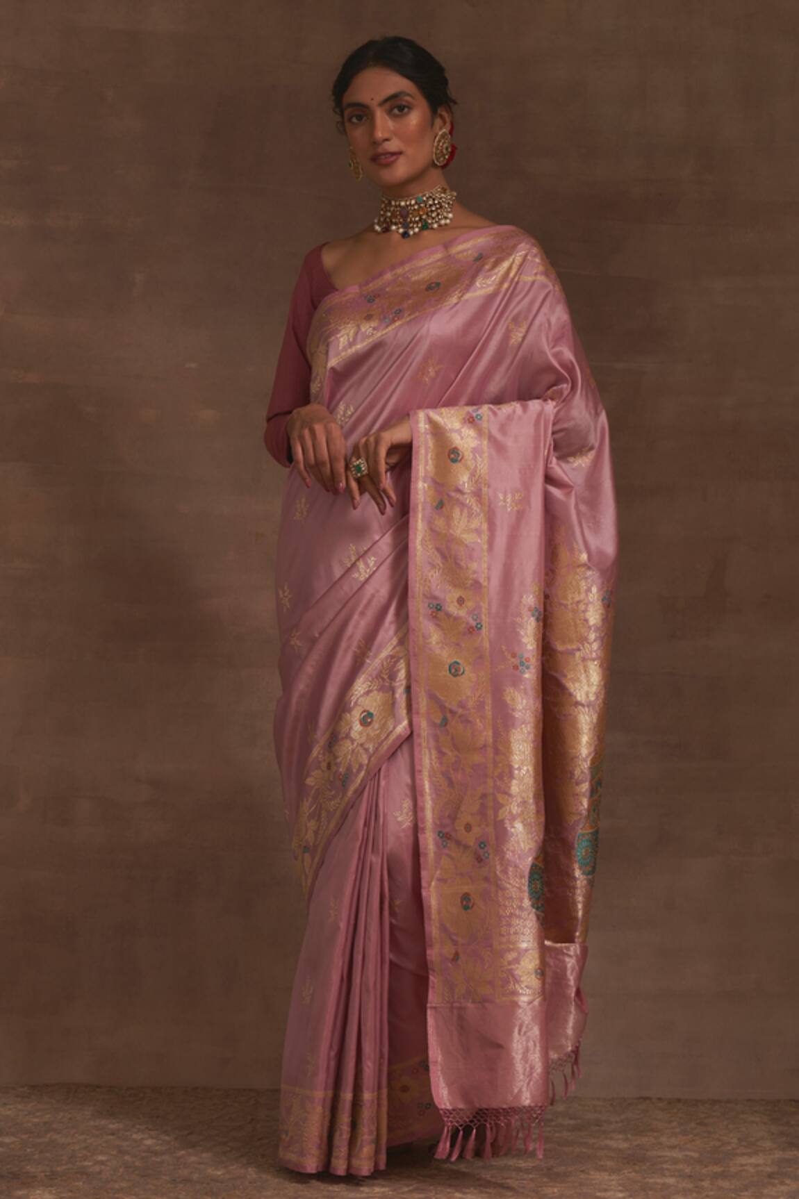 Kasturi Kundal Kumud Kilol Zari Buttedar Saree