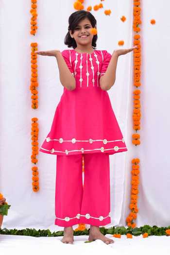Kalp Embroidered Kurta & Palazzo Set 