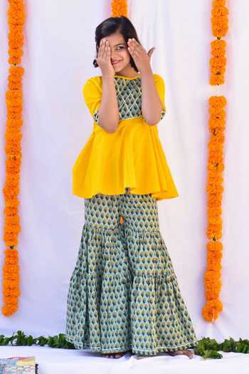 Kalp Peplum Kurta & Sharara Set 