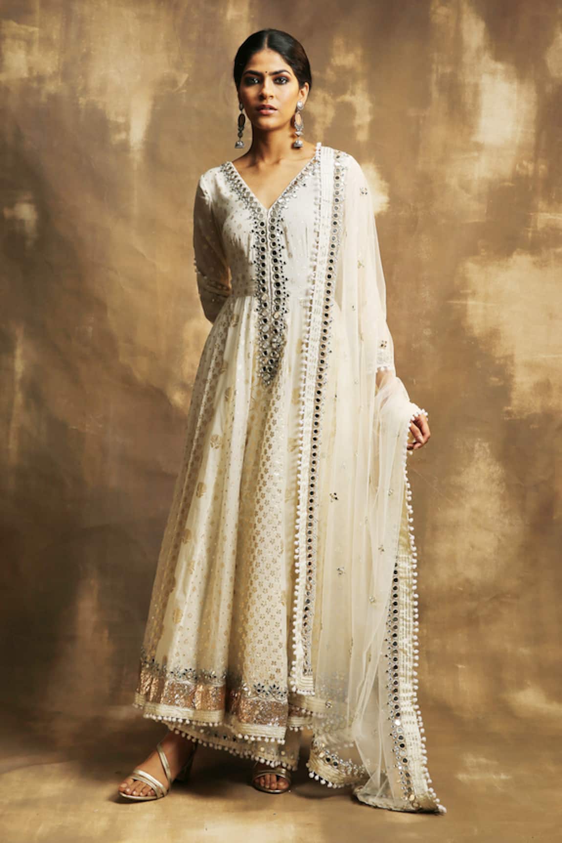 Karishma Khanduja Bareilly Chanderi Embroidered Anarkali Set