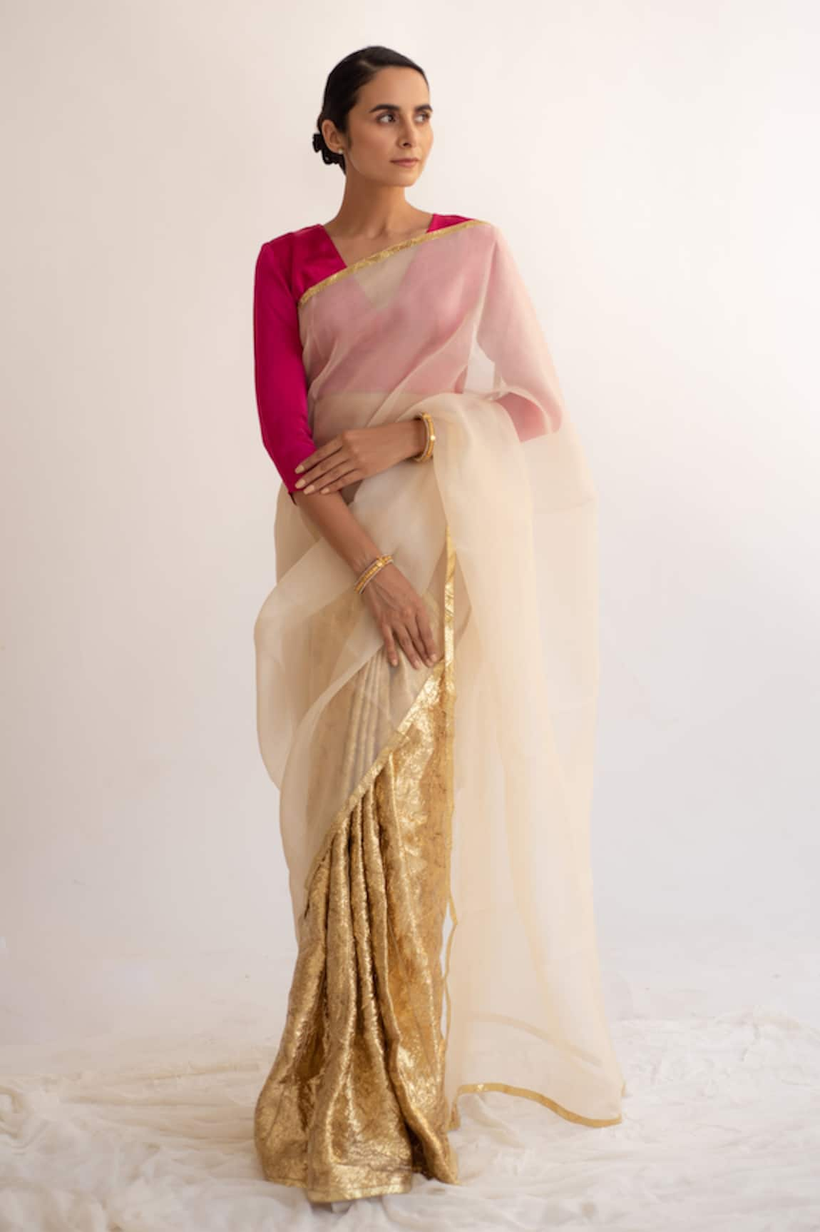 Kapardara Silk Organza Embroidered Saree