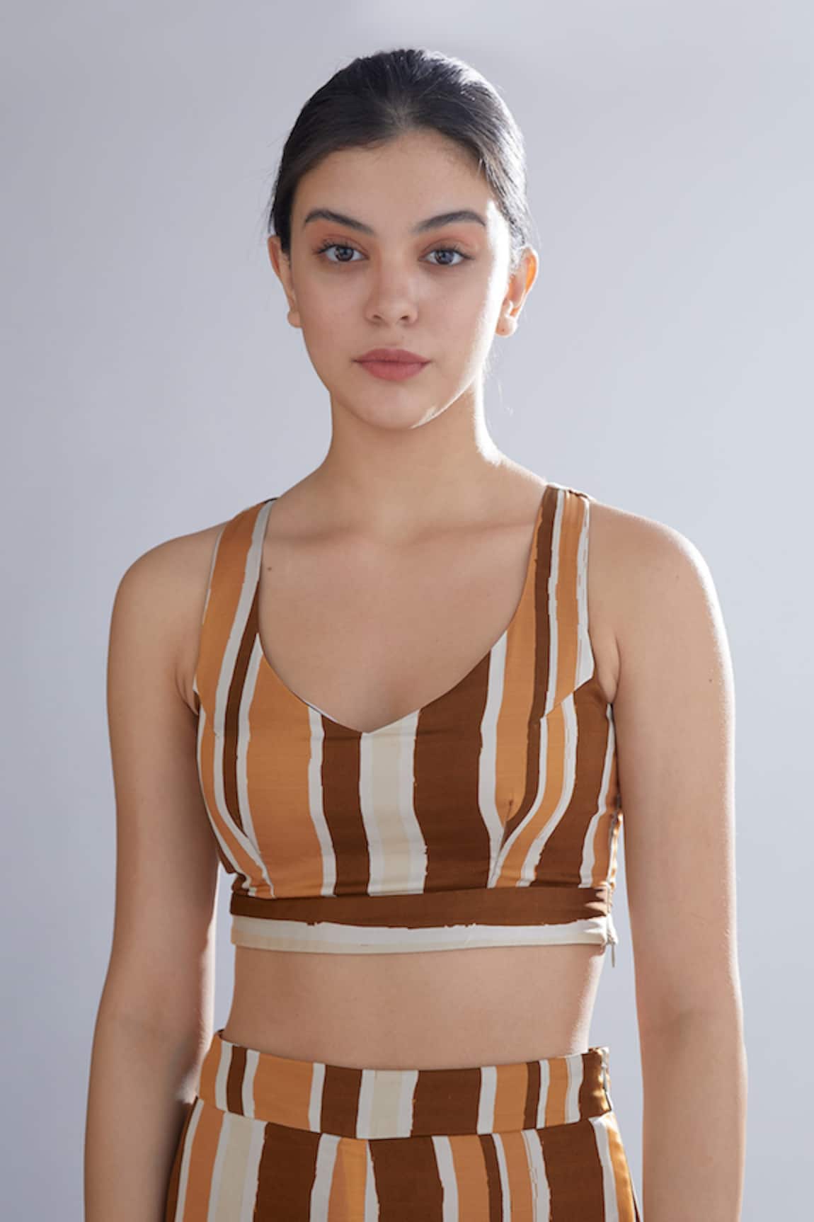 KoAi Silk Striped Crop Top