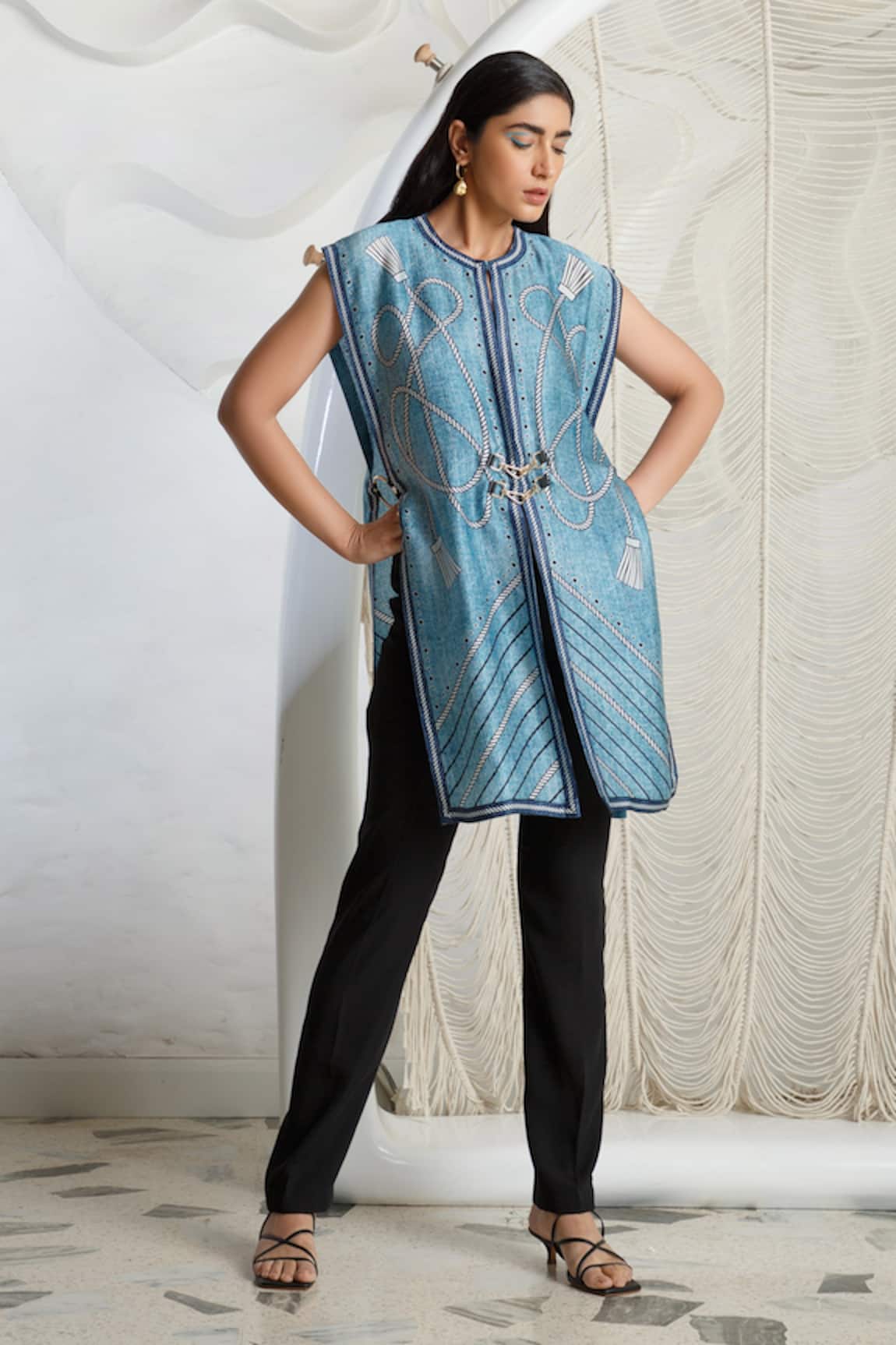 Kamaali Pret Round Neck Printed Cover Up