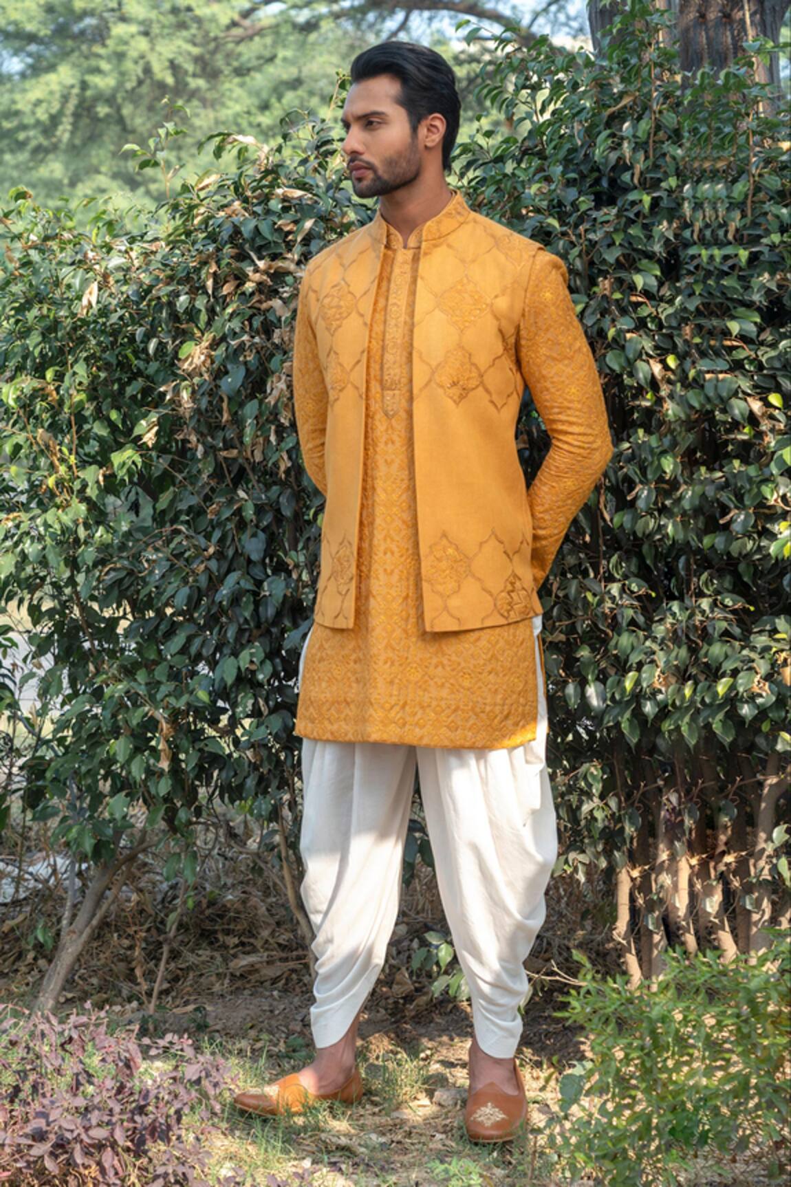 Punit Arora Embroidered Bundi & Kurta Set