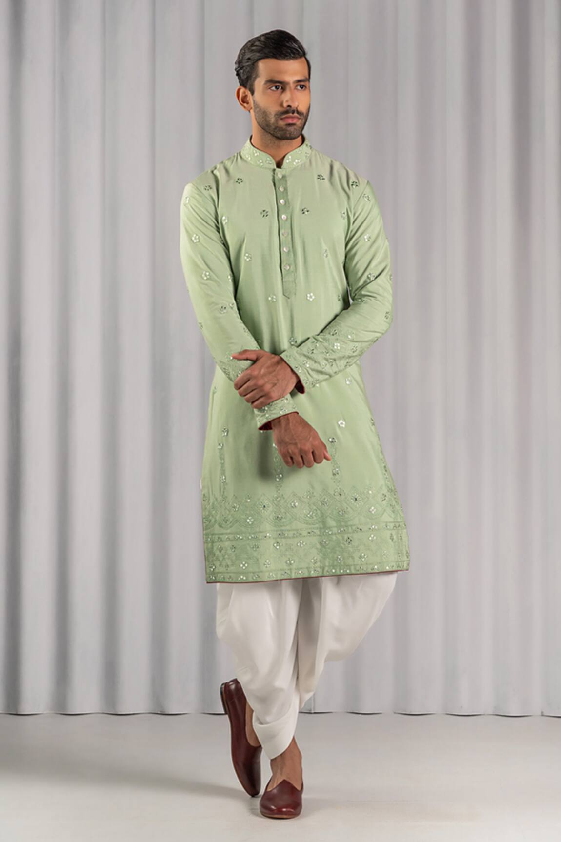 Punit Arora Cotton Silk Embroidered Kurta Set