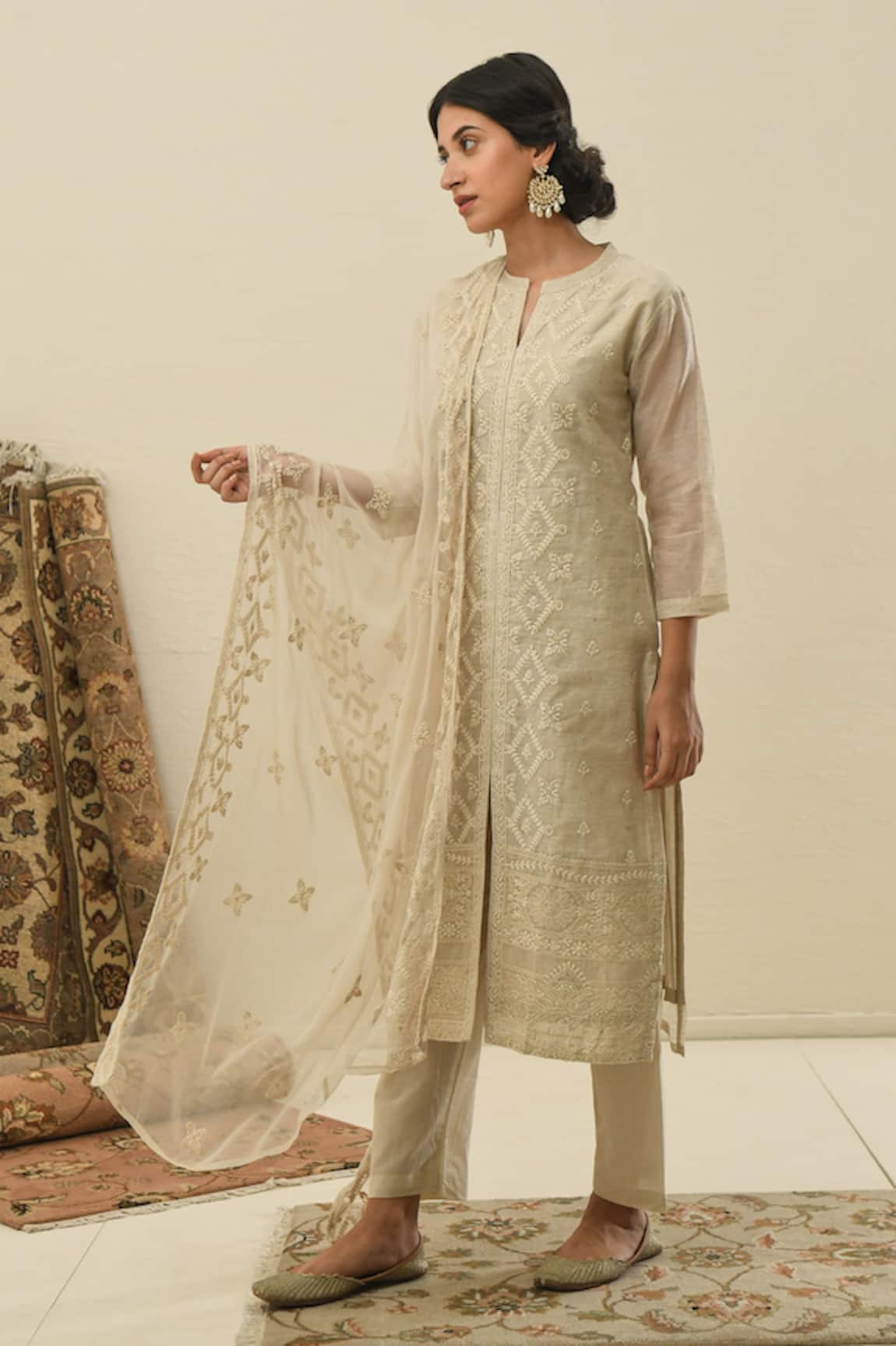 KARAJ JAIPUR Chikankari Kurta Set