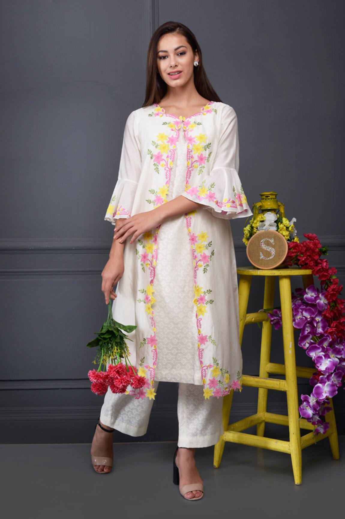 Surabhi Arya Silk Chanderi Jacket & Kurta Set 