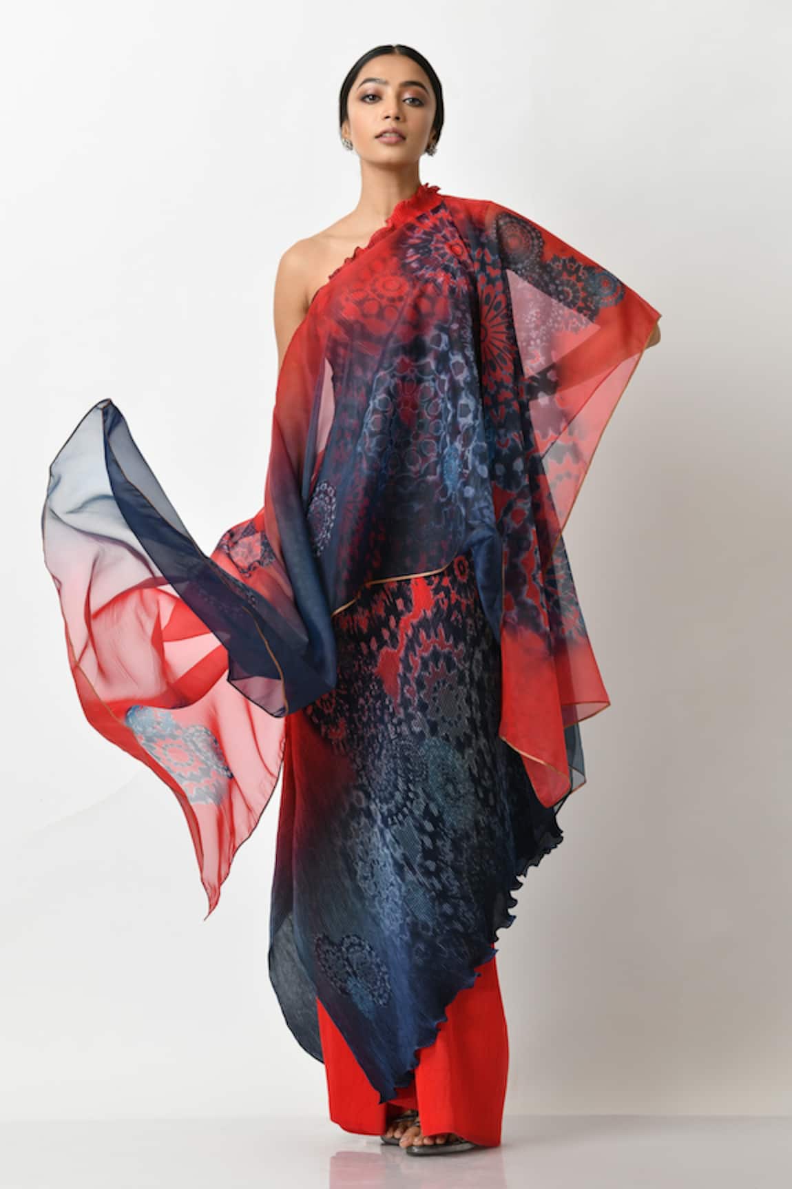 Kiran Uttam Ghosh Batik Print Draped Dress 