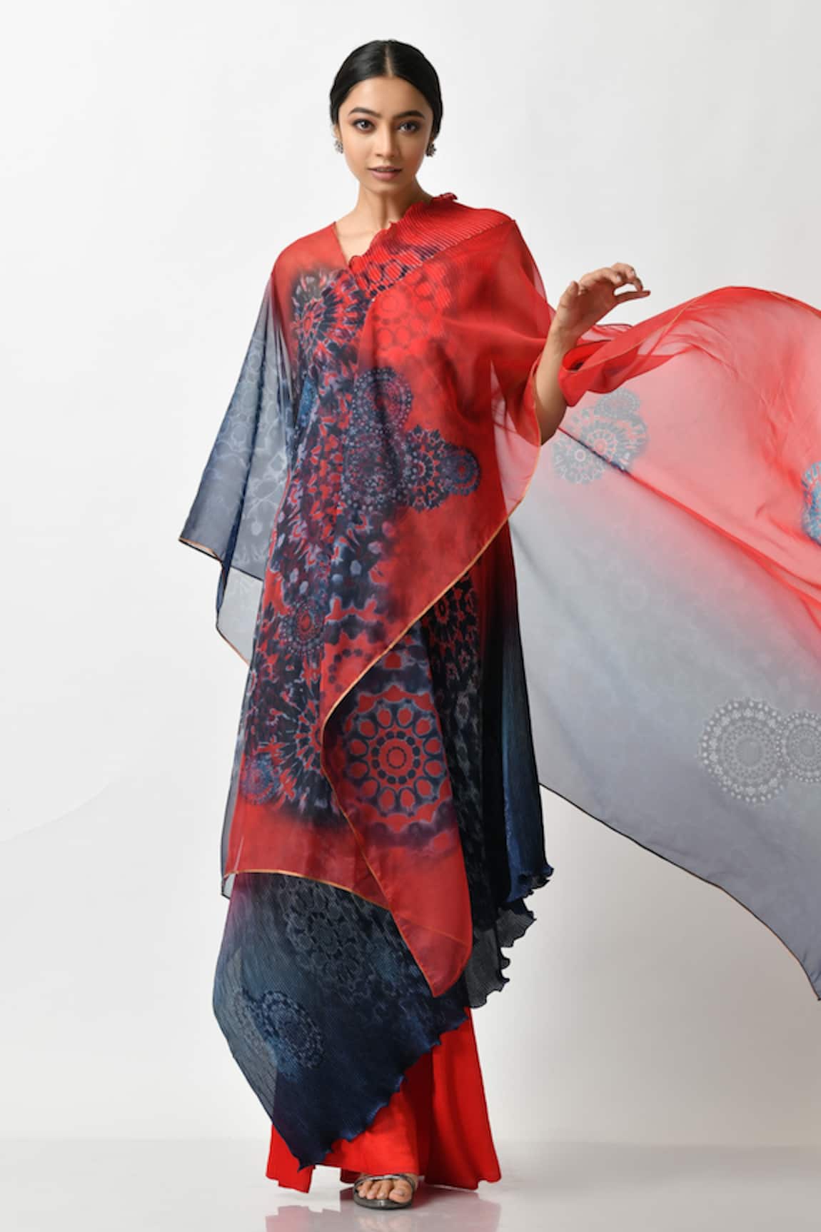 Kiran Uttam Ghosh Batik Print Cape 