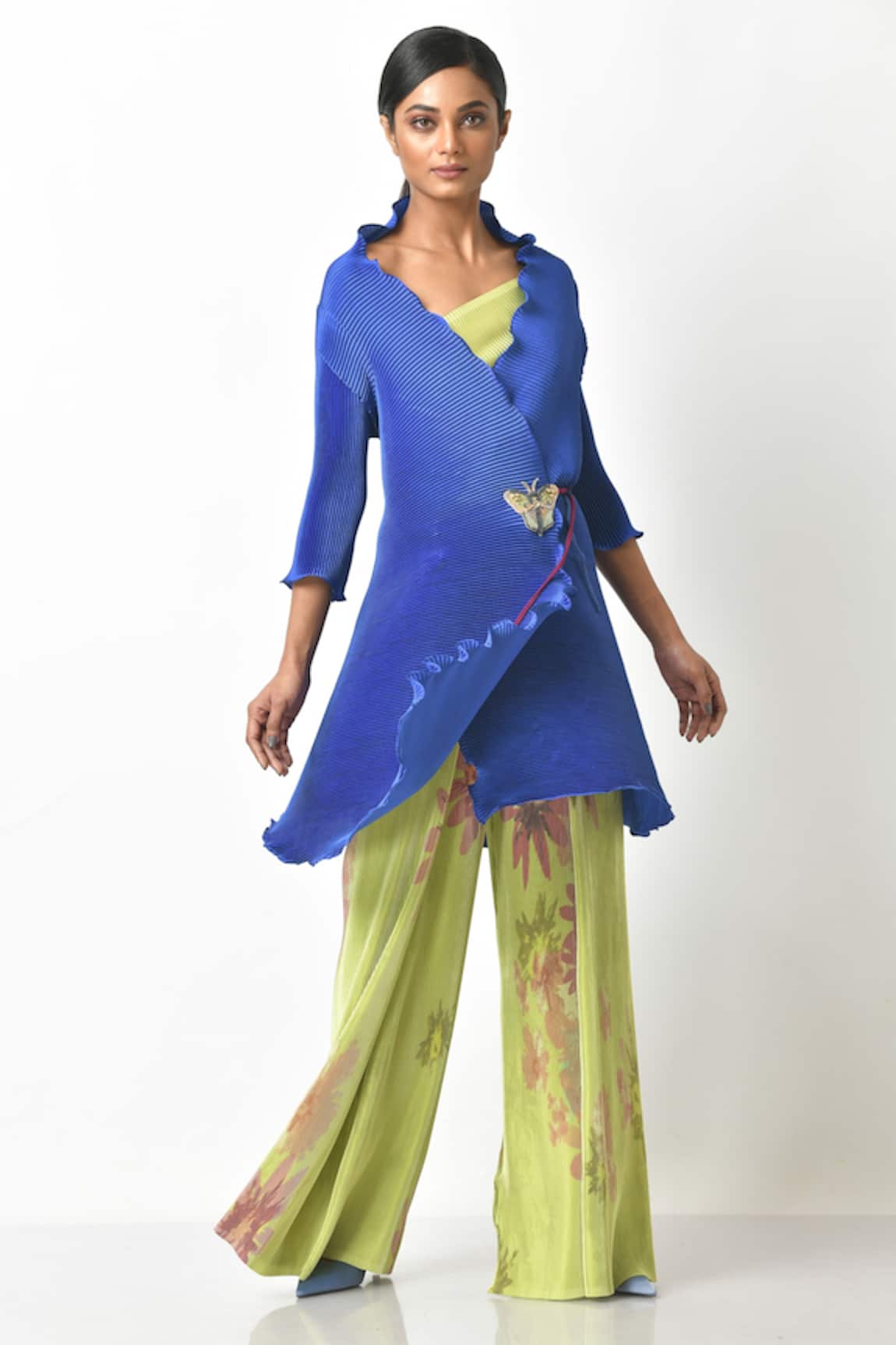 Kiran Uttam Ghosh Pleated Wrap Style Jacket 