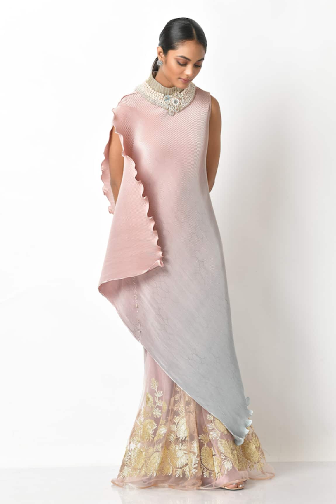 Kiran Uttam Ghosh Ombre Pleated Dress