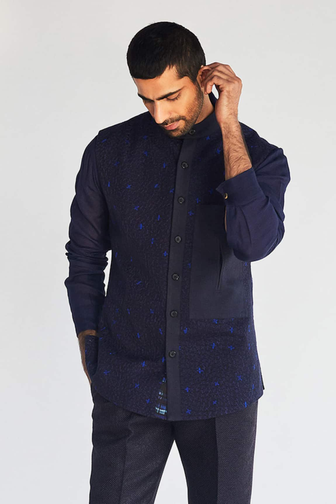 Kunal Anil Tanna Textured Bundi & Pant Set