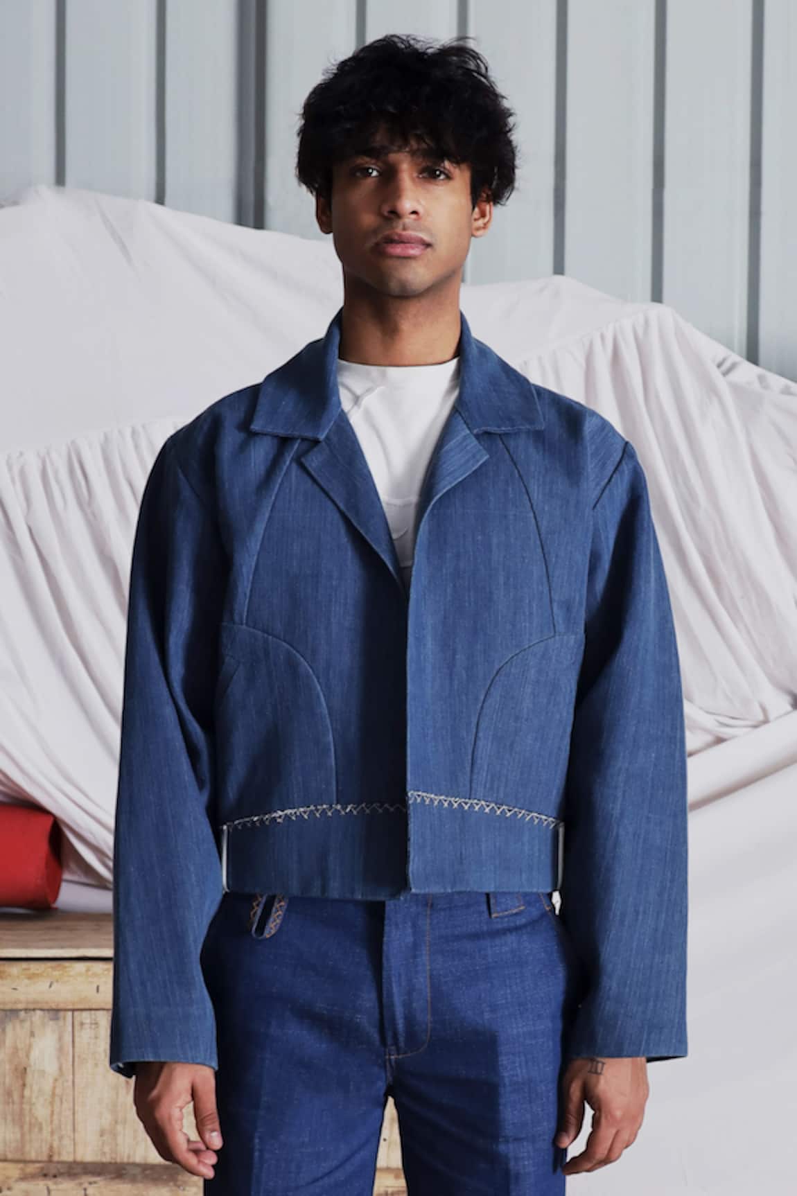 Leh Studios Handloom Cotton Denim Jacket 