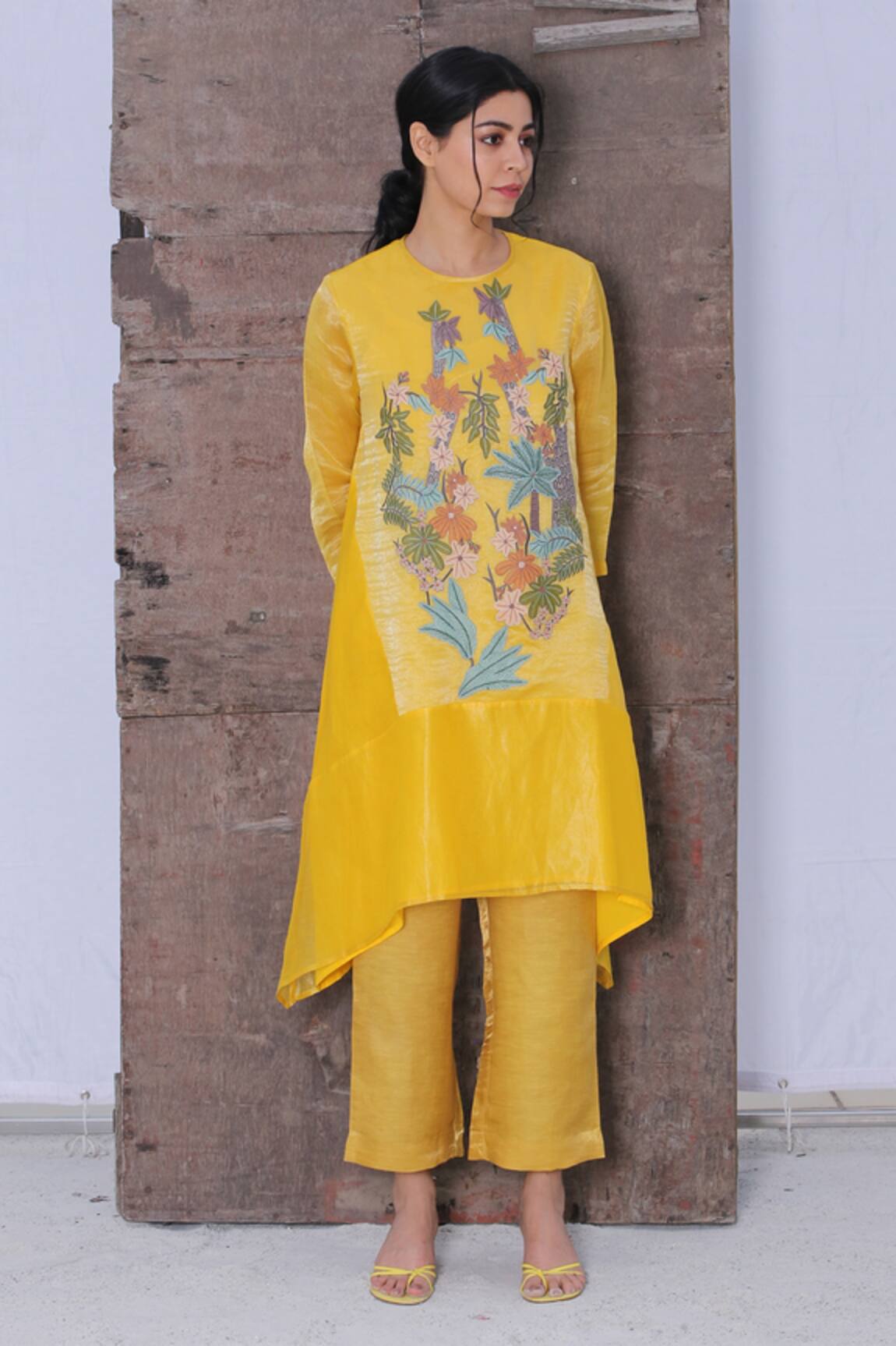 Oja Tissue Silk Applique Kurta & Pant Set 
