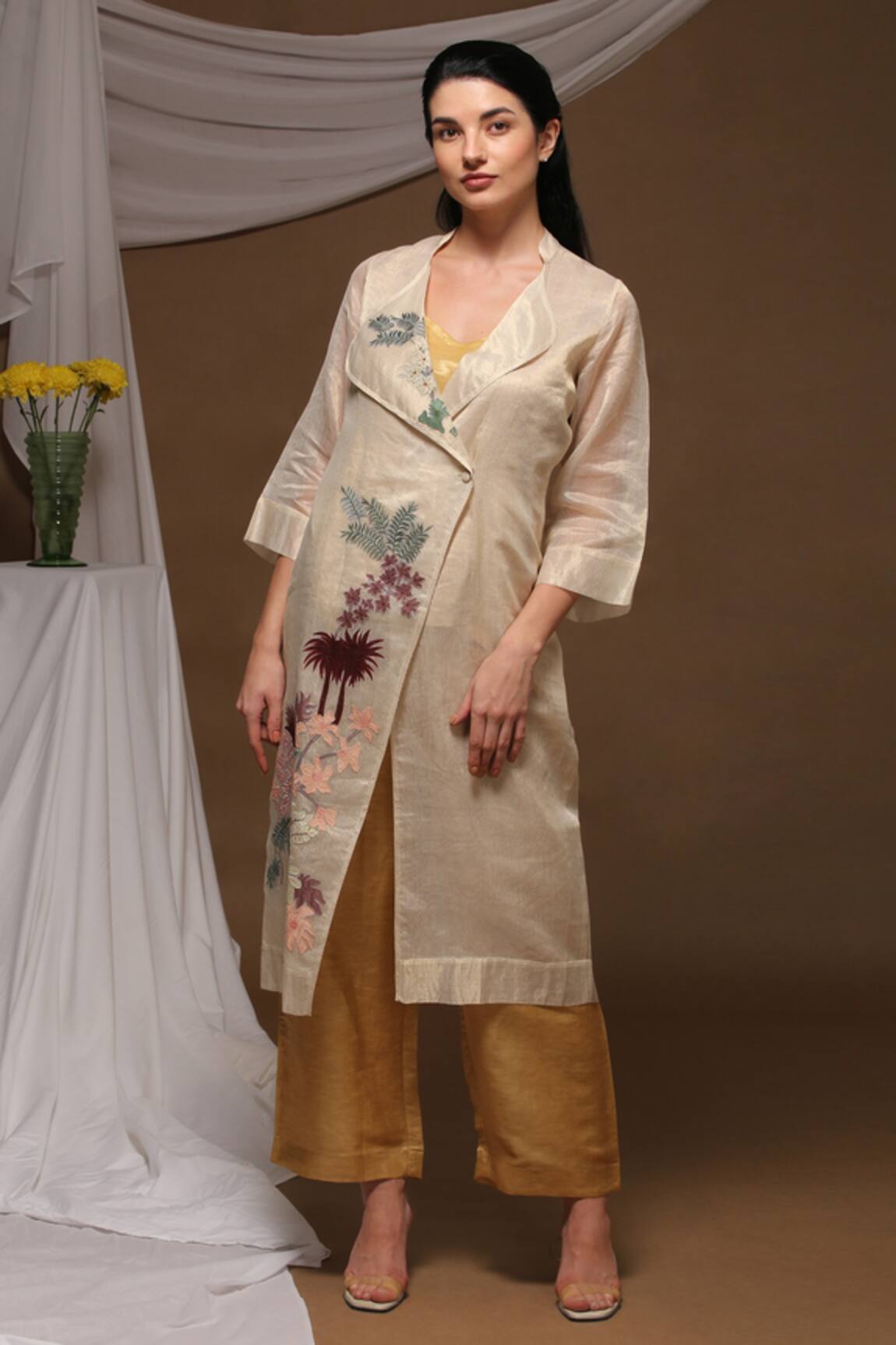 Oja Tissue Silk Jacket & Pant Set 