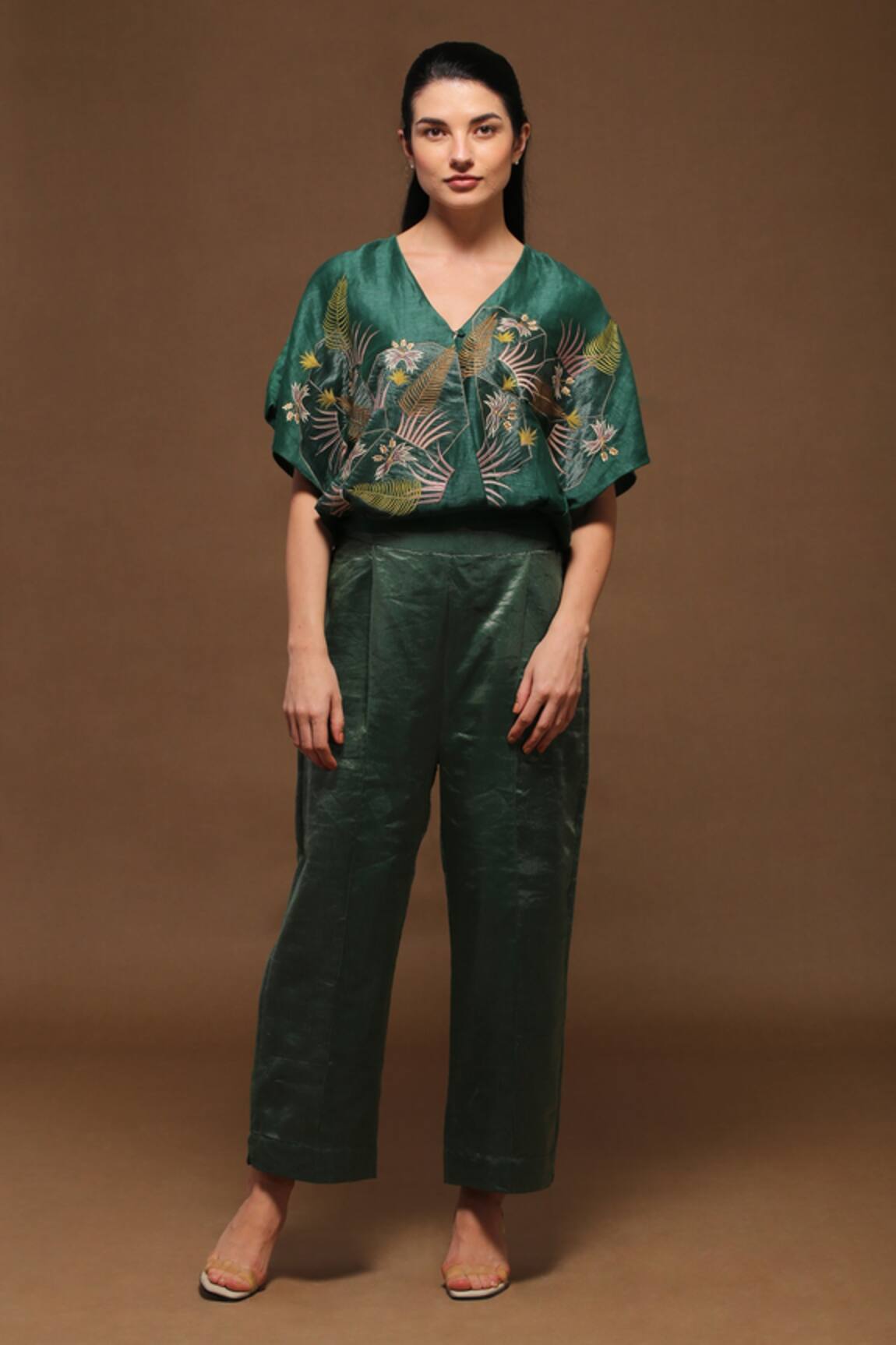 Oja Floral Applique Shirt & Pant Set 