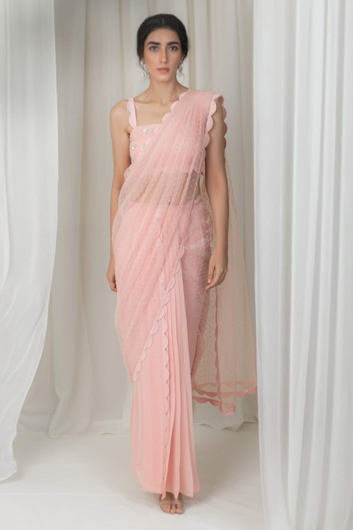 Lavanya Ahuja Pre-Draped Saree with Velvet Blouse 