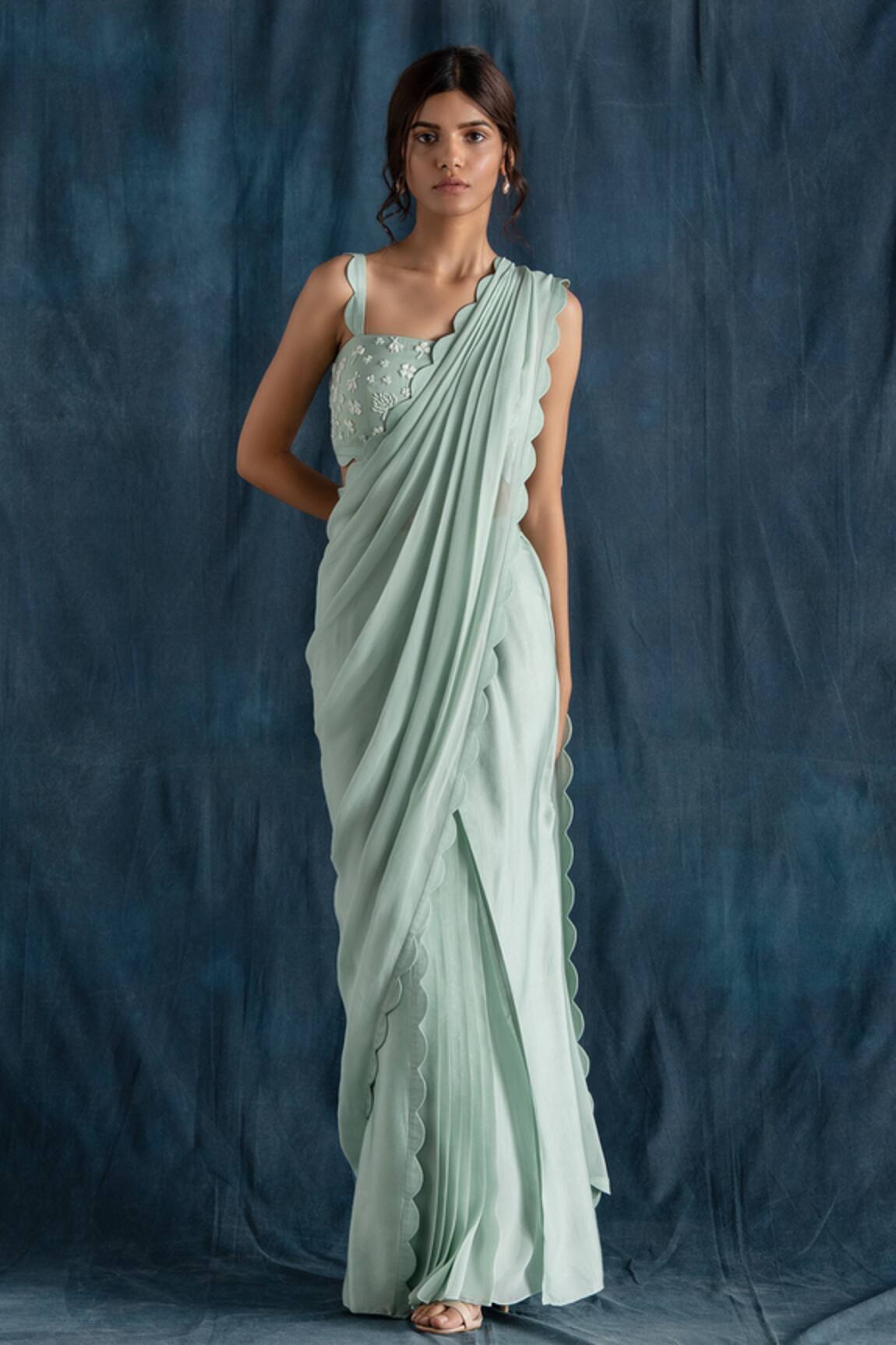 Lavanya Ahuja Pre-Draped Saree with Embroidered Blouse