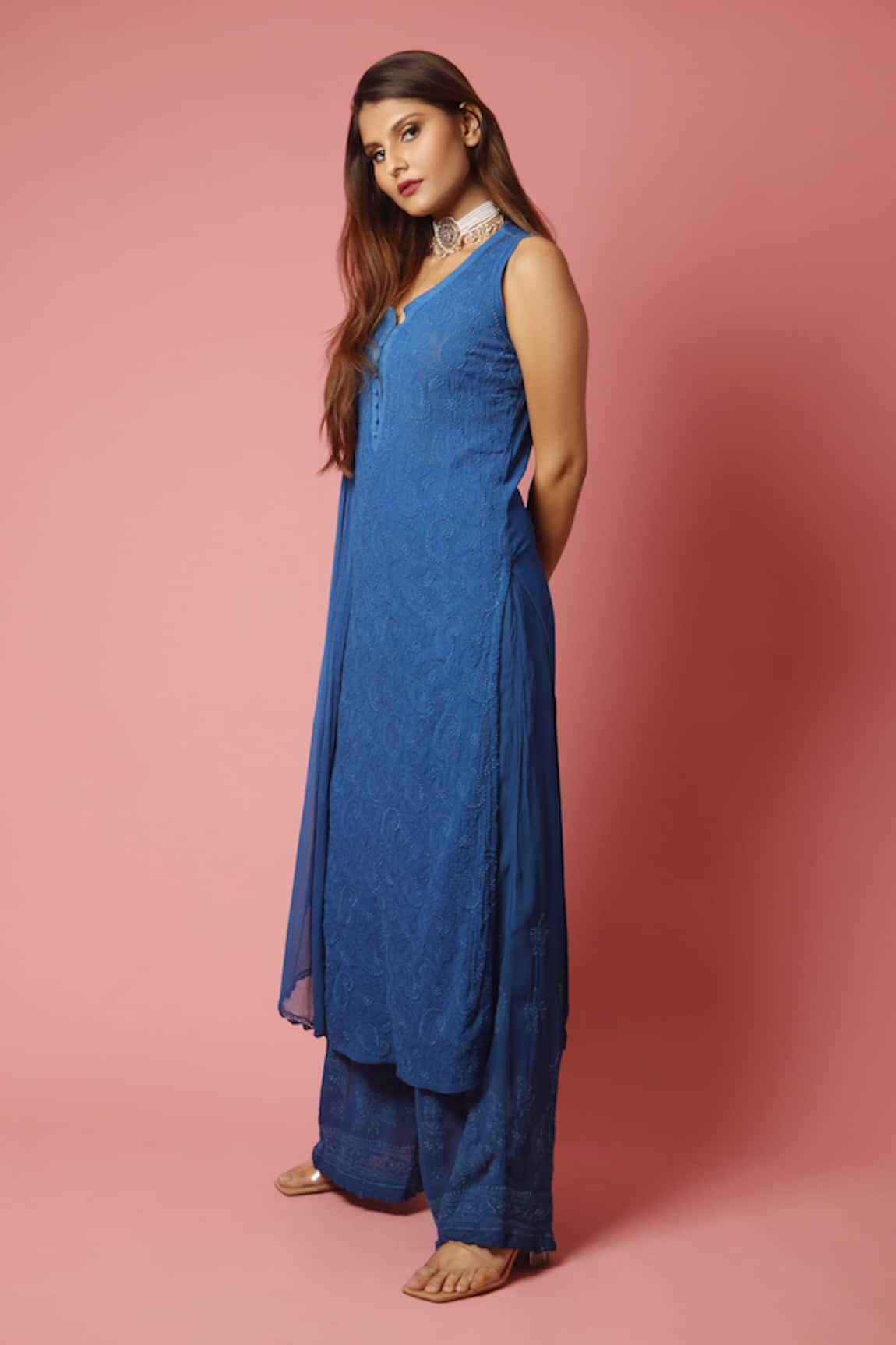 LABEL AISHWARYRIKA Chikankari Long Kurta 