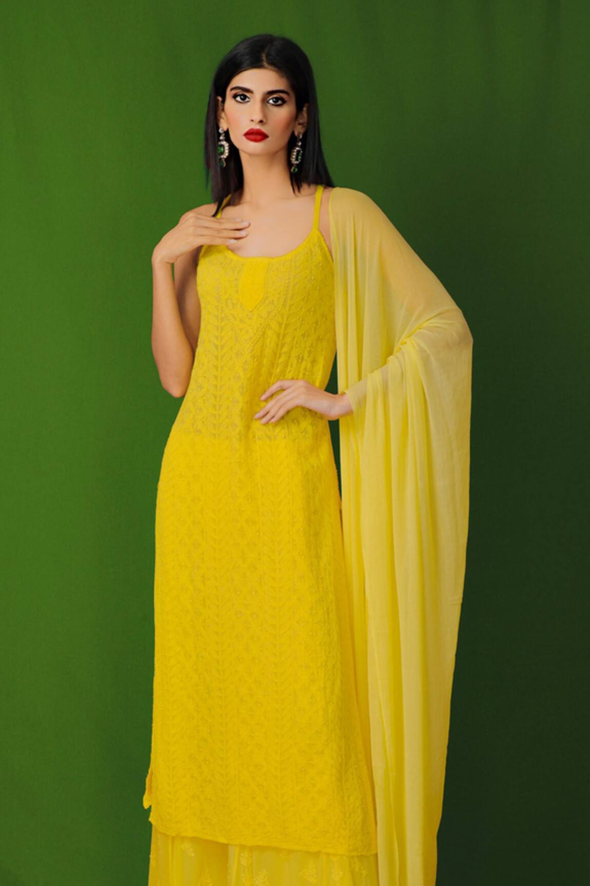 Label Aishwaryrika Georgette Chikankari Kurta 