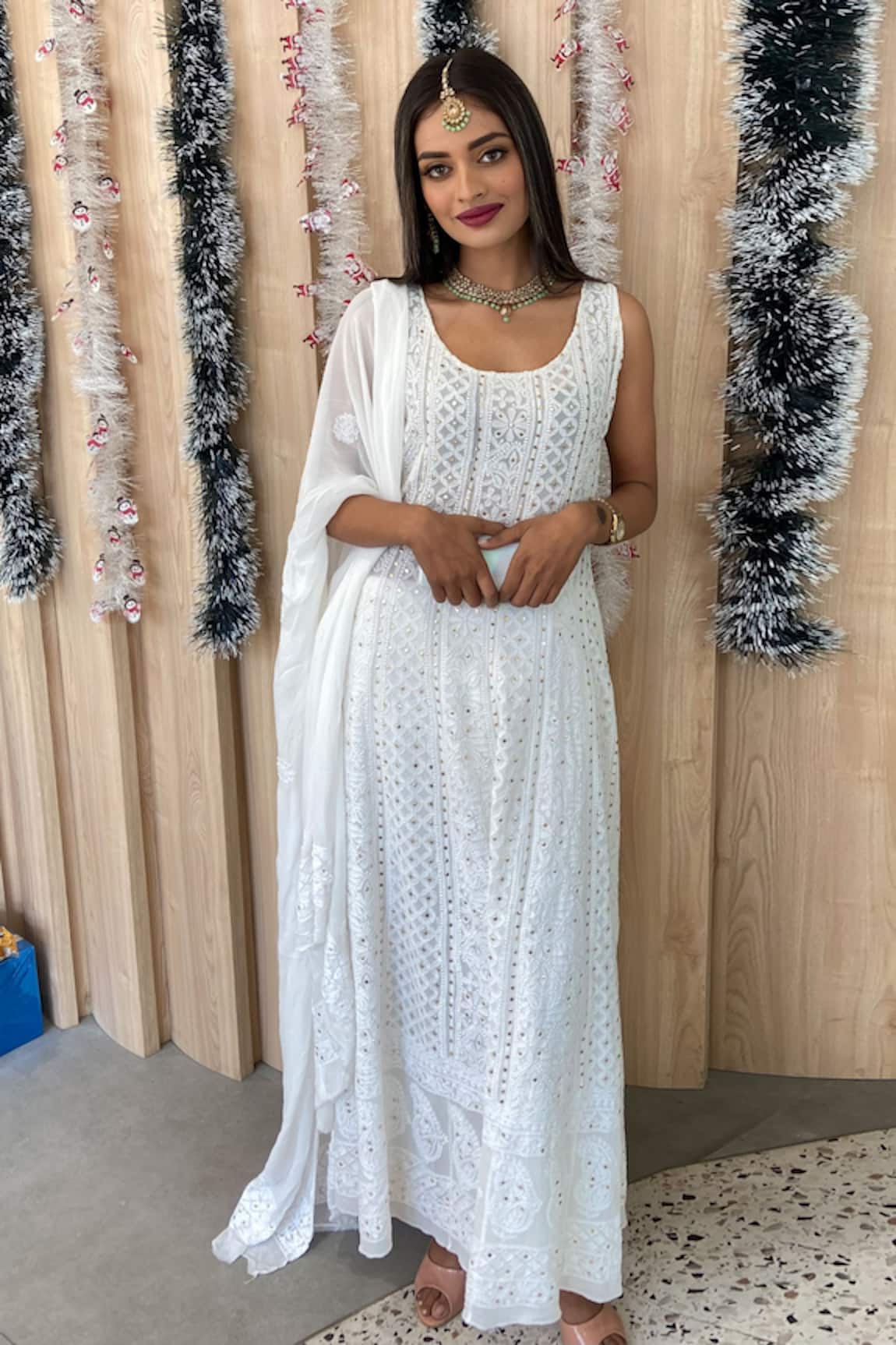 LABEL AISHWARYRIKA Georgette Chikankari Anarkali Set