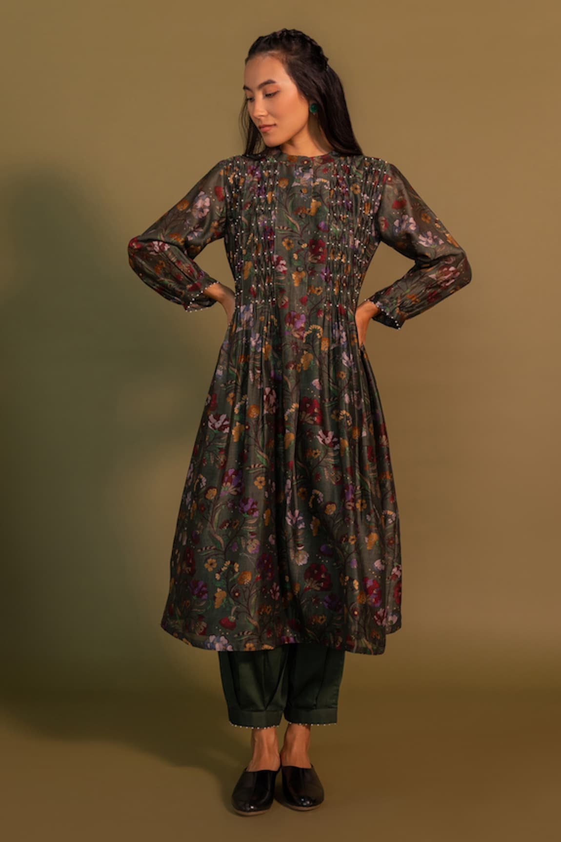 Khamaj India Lagom Floral Print Kurta & Pant Set