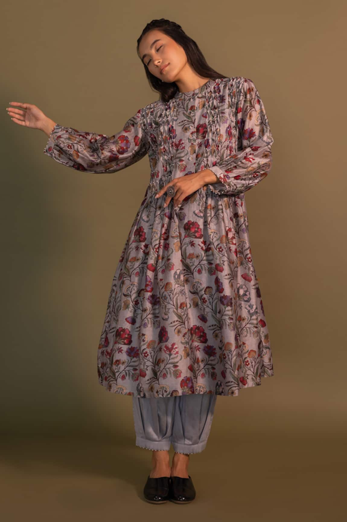 Khamaj India Lagom Floral Print Kurta & Pant Set