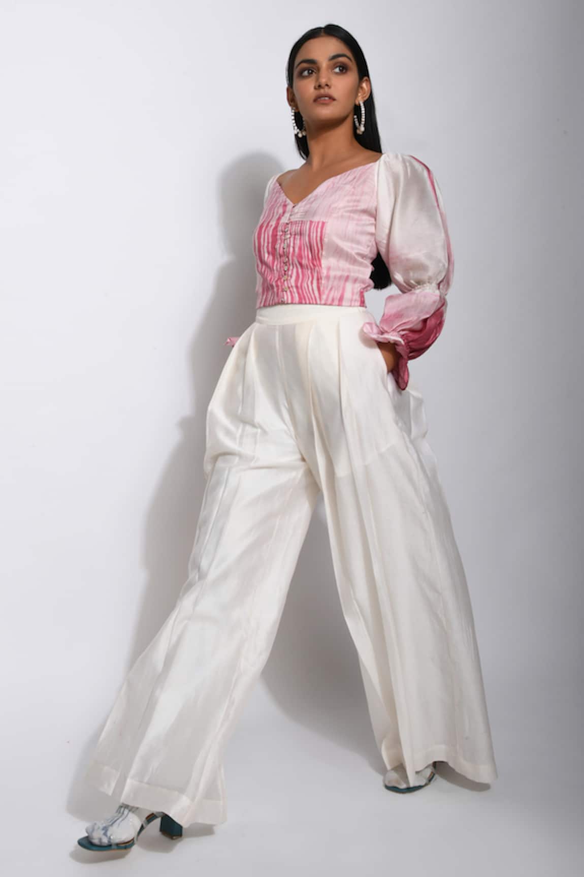 The Loom Art Chanderi Silk Pleated Pant