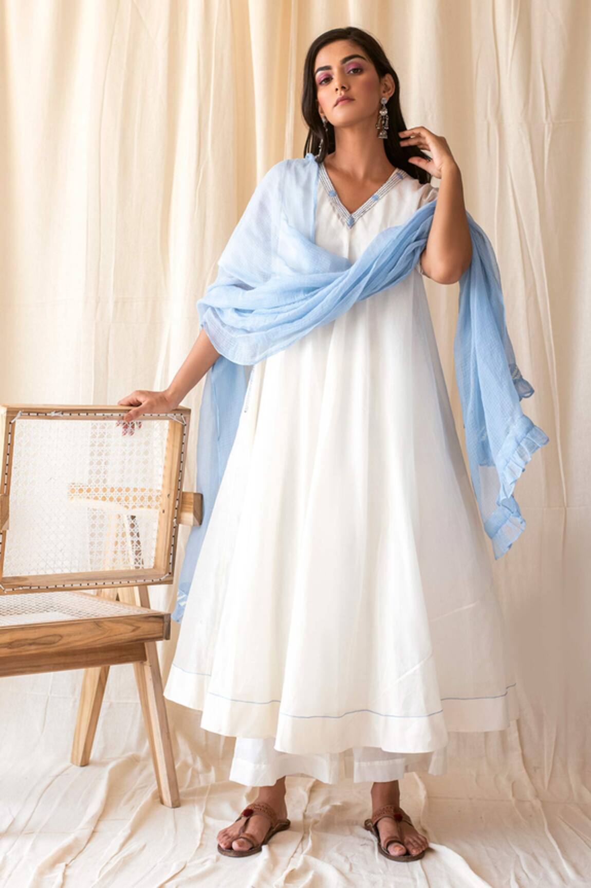 Taro Chanderi Silk Anarkali Set